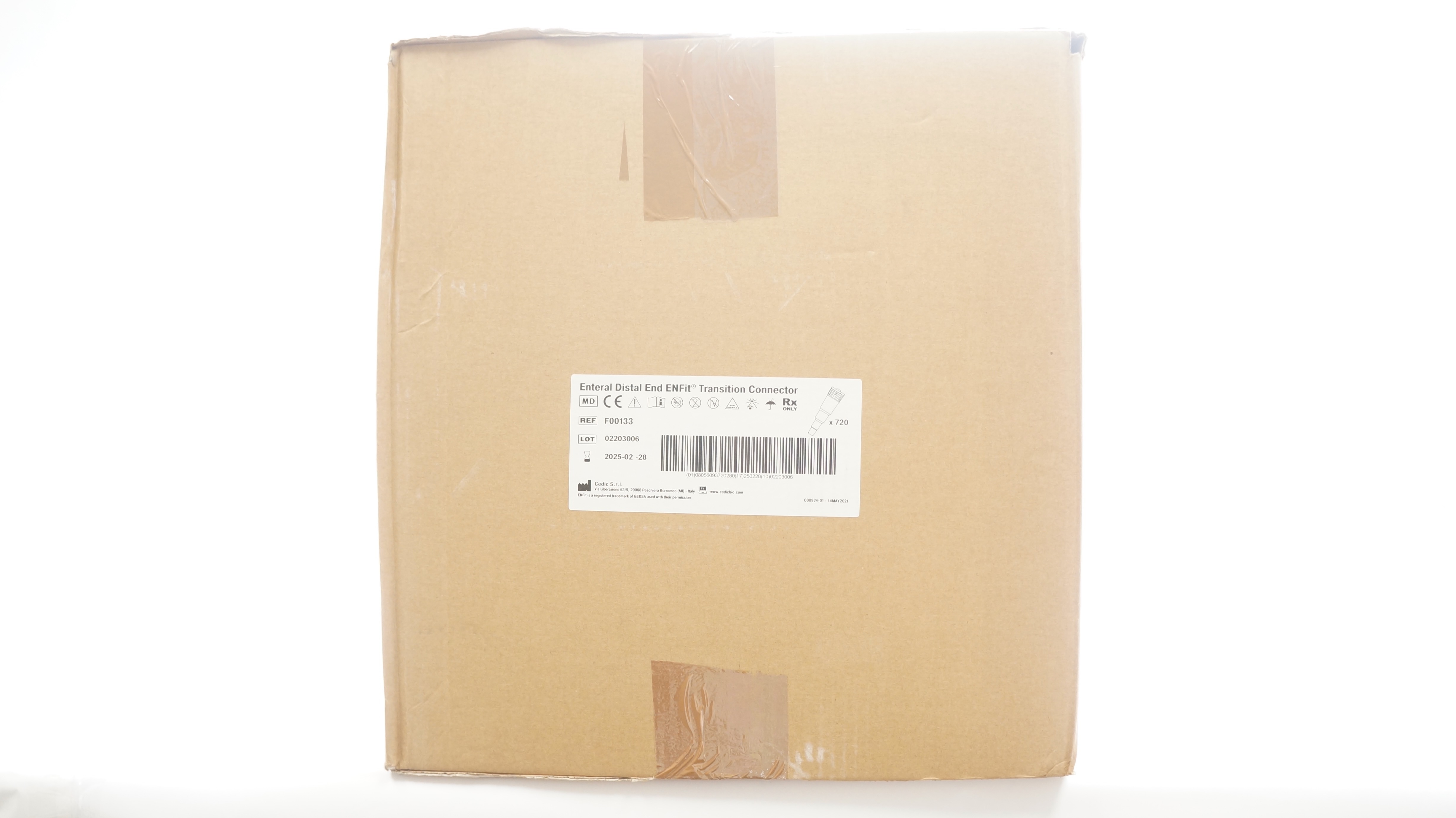 Cedic F00133 Enteral Distal End ENFit Transition Connector - Box of 720