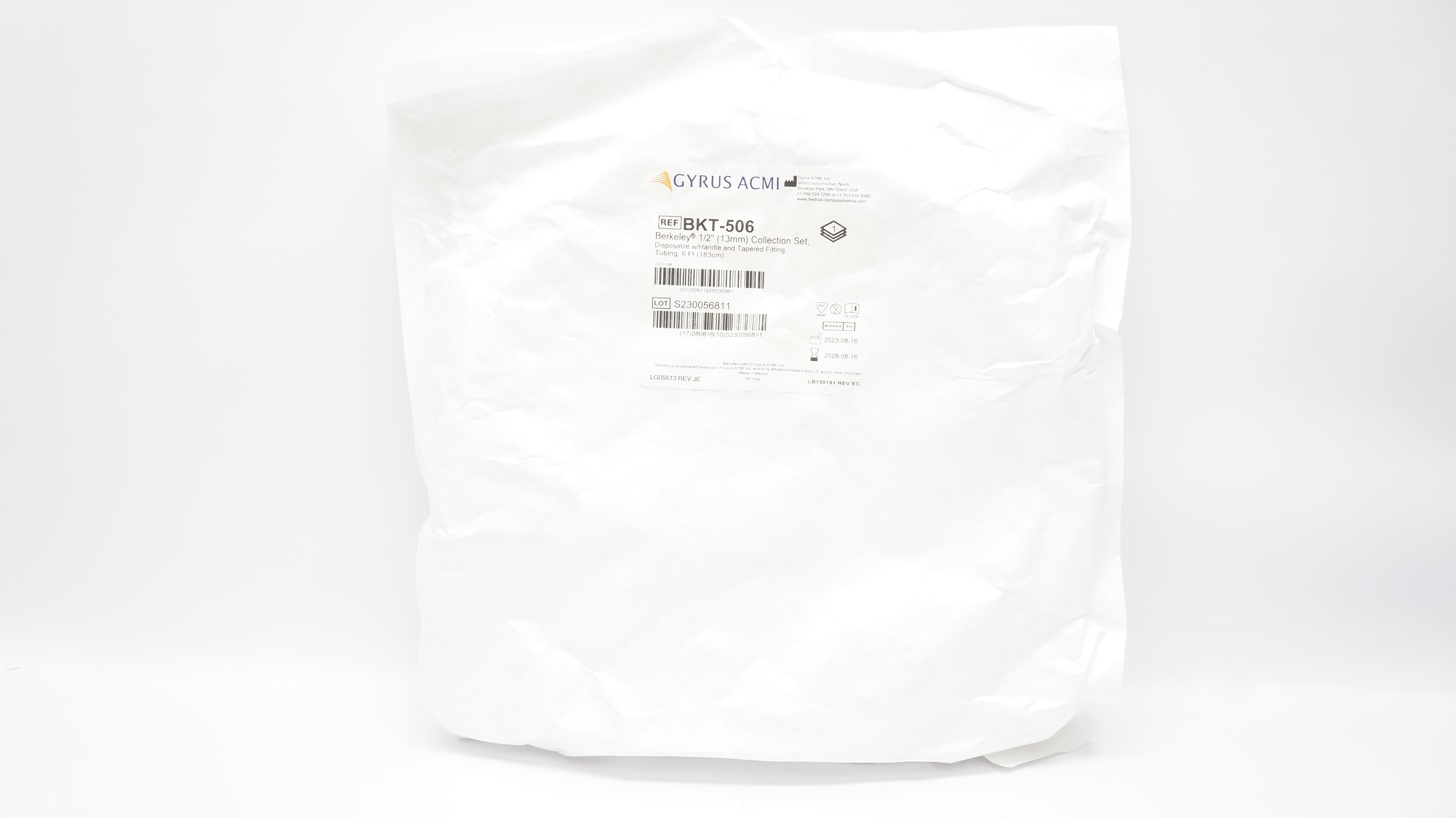 Gyrus ACMI BKT-506 Berkeley 1/2inch Collection Set Disposable 6Ft