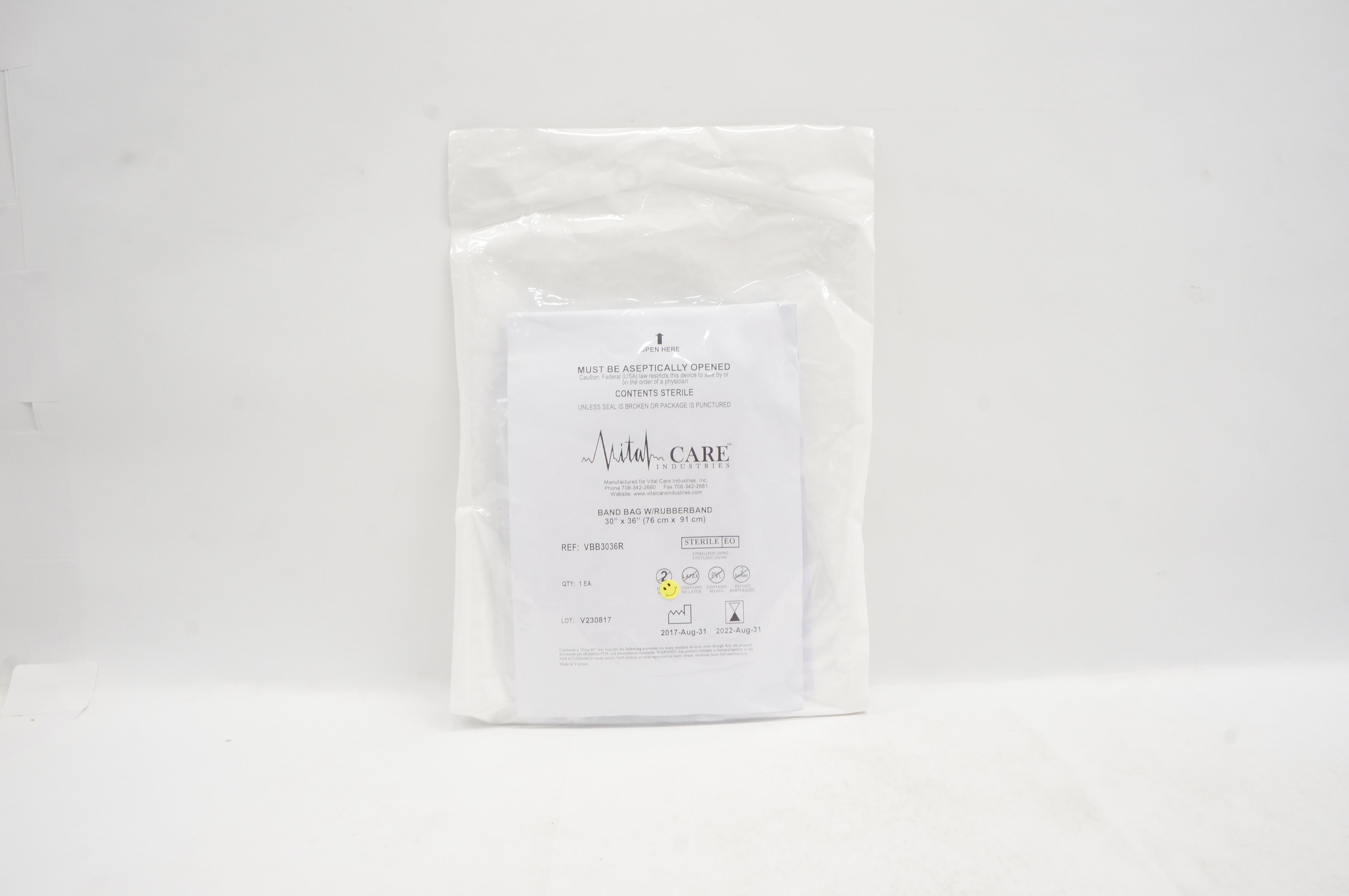 Vital Care VBB3036R Band Bag w/Rubberband 30inch x 36inch