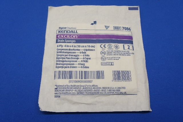 Tyco 7086 Kendall Excilon Drain Sponges 6 Ply 4 (x)
