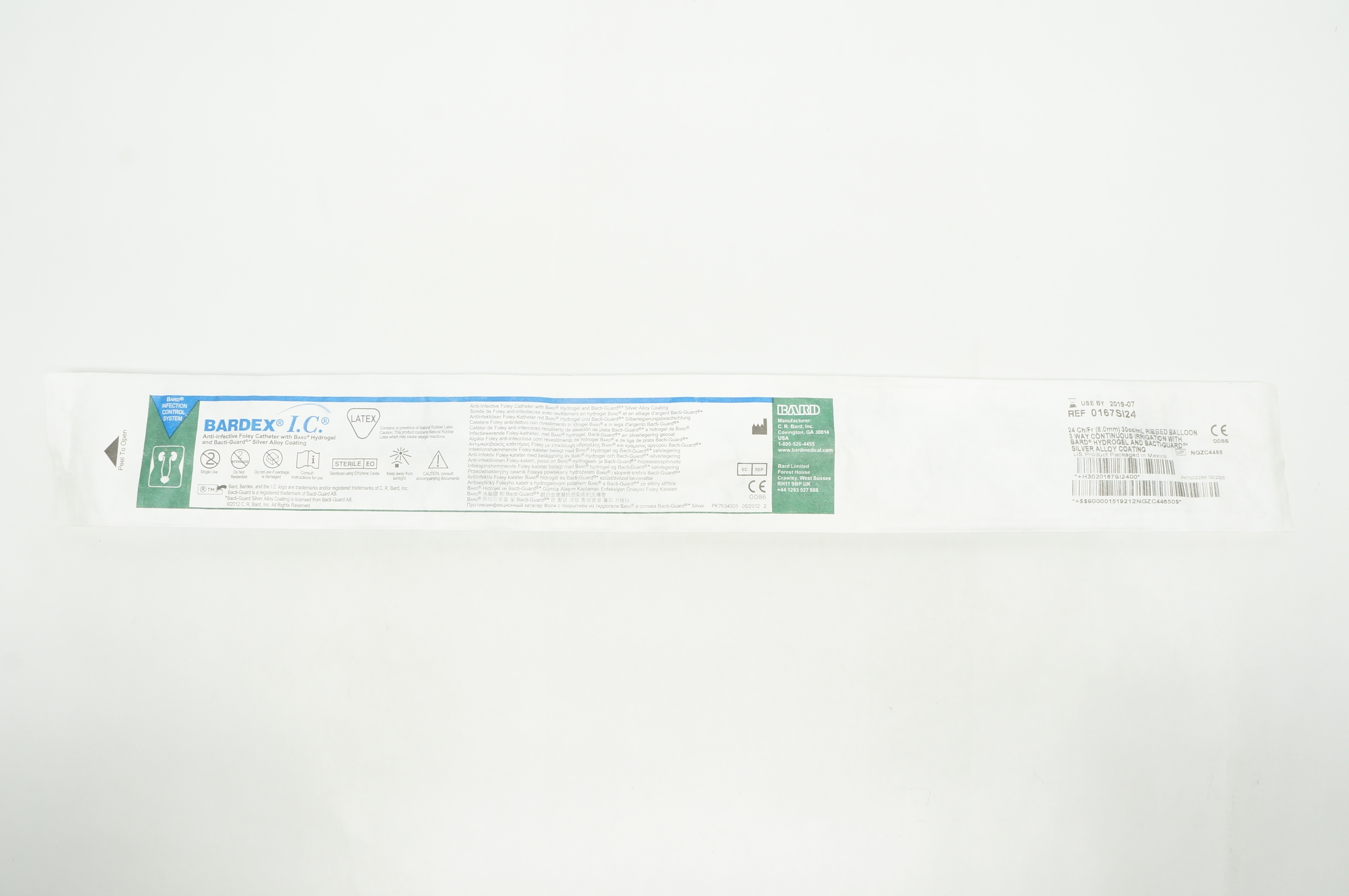 Bard 0167SI24 Bardex I.C. Anti-Infective Foley Cath. 24Fr (x)