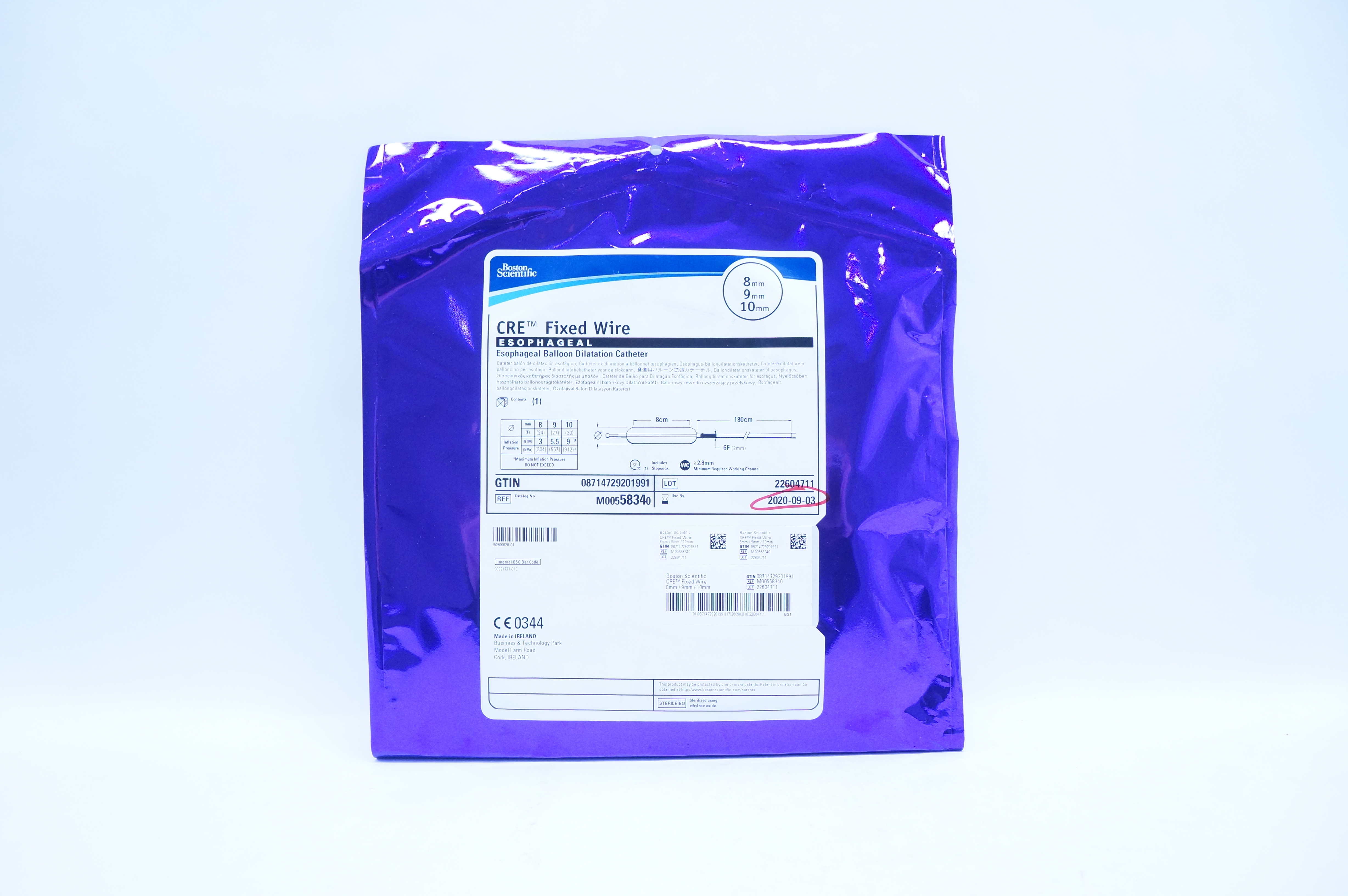 Boston Scientific M00558340 CRE Esophageal Balloon Dilatation Cath. 8x9x10mm (x)