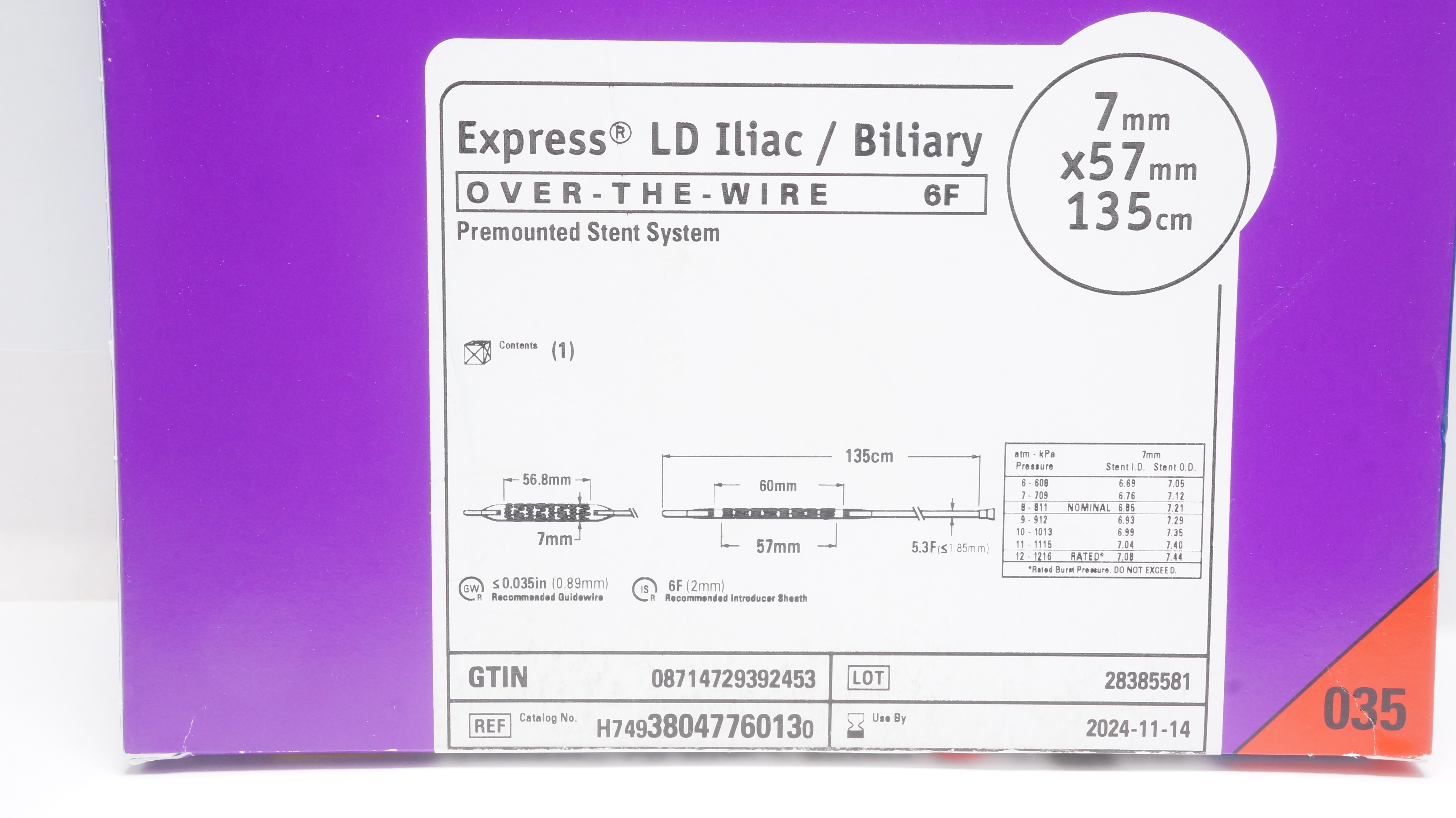 Boston Scientific H74938047760130 Express Stnt System 7mm x 57mm x 135cm (x)