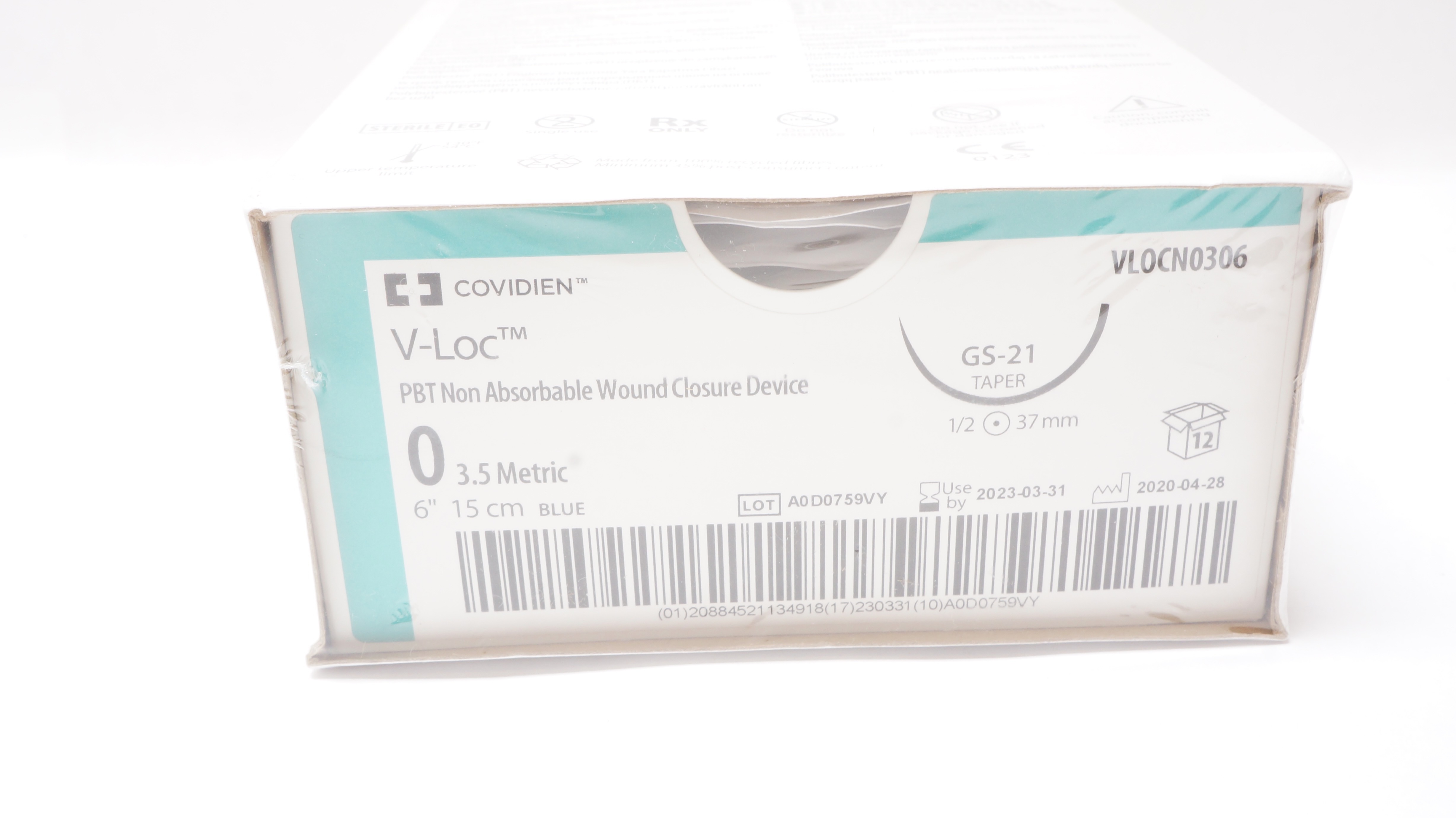 Covidien VLOCN0306 0 Wound Closure Device GS-21 1/2 37mm 6inch (x) - Box of 12