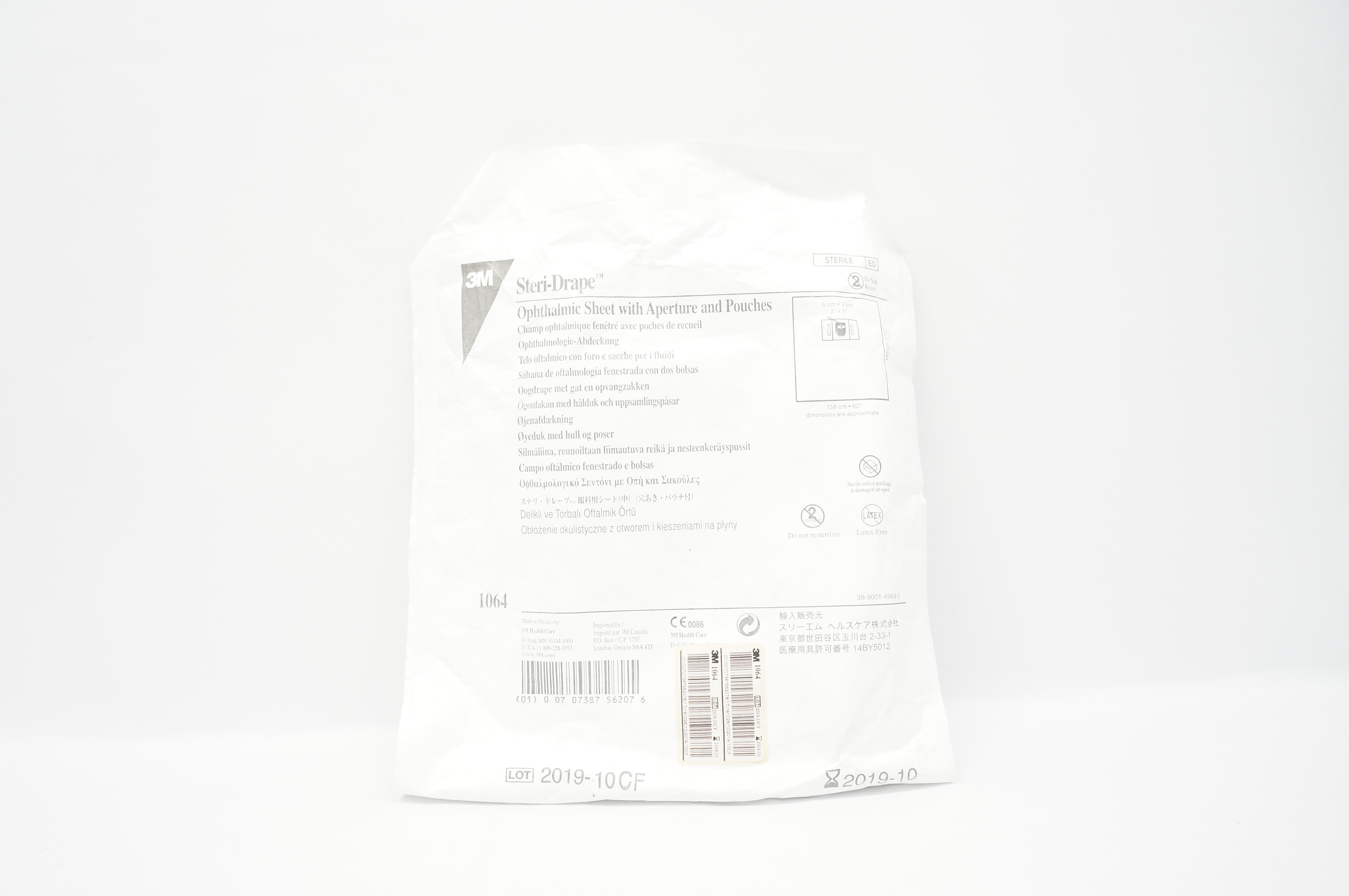 3M 1064 Steri-Drape Ophthalmic Sheet with Aperture and Pouches 62in. x 72in. (x)