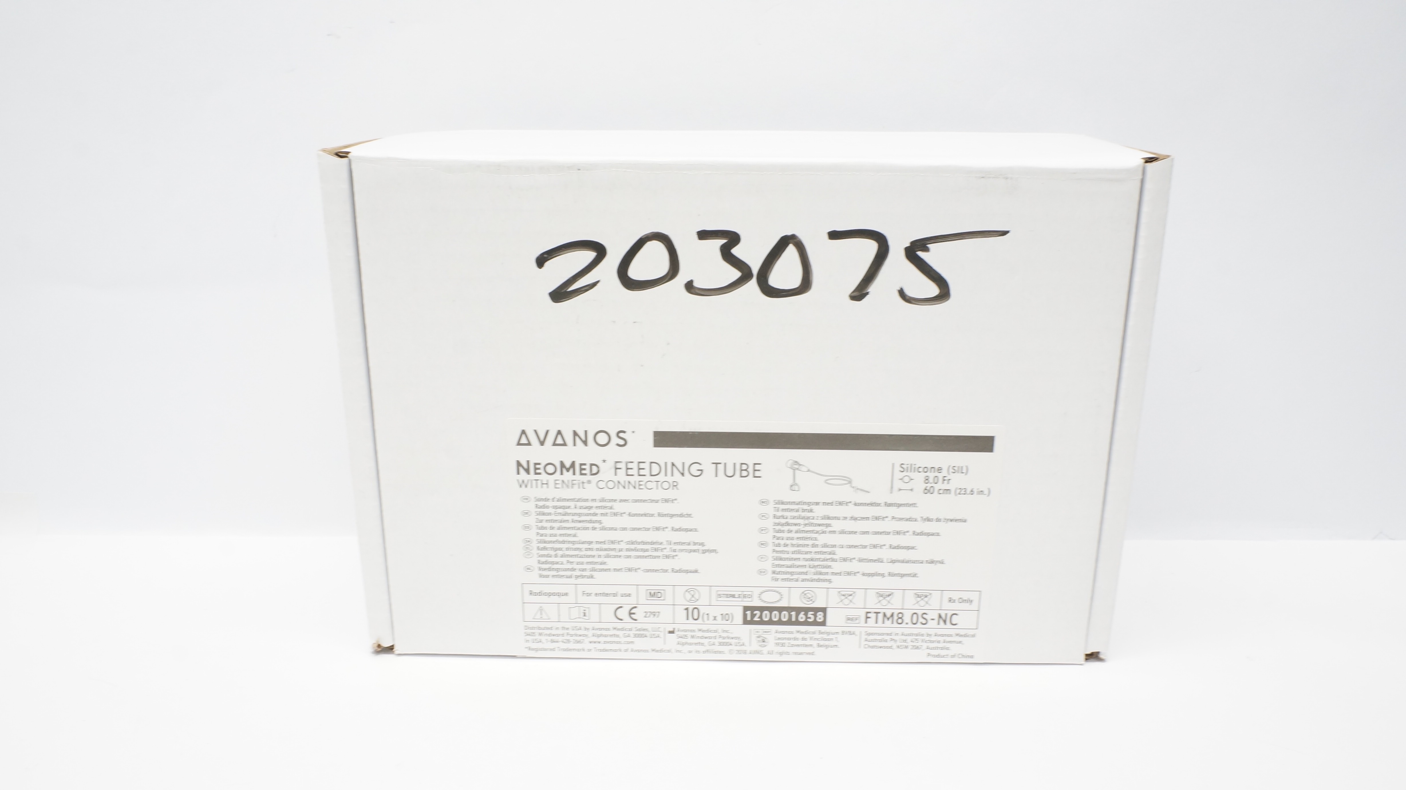 Avanos FTM8.0S-NC NeoMed Feeding Tube W/Enfit Connector 8.0Fr x 60cm - Box of 9