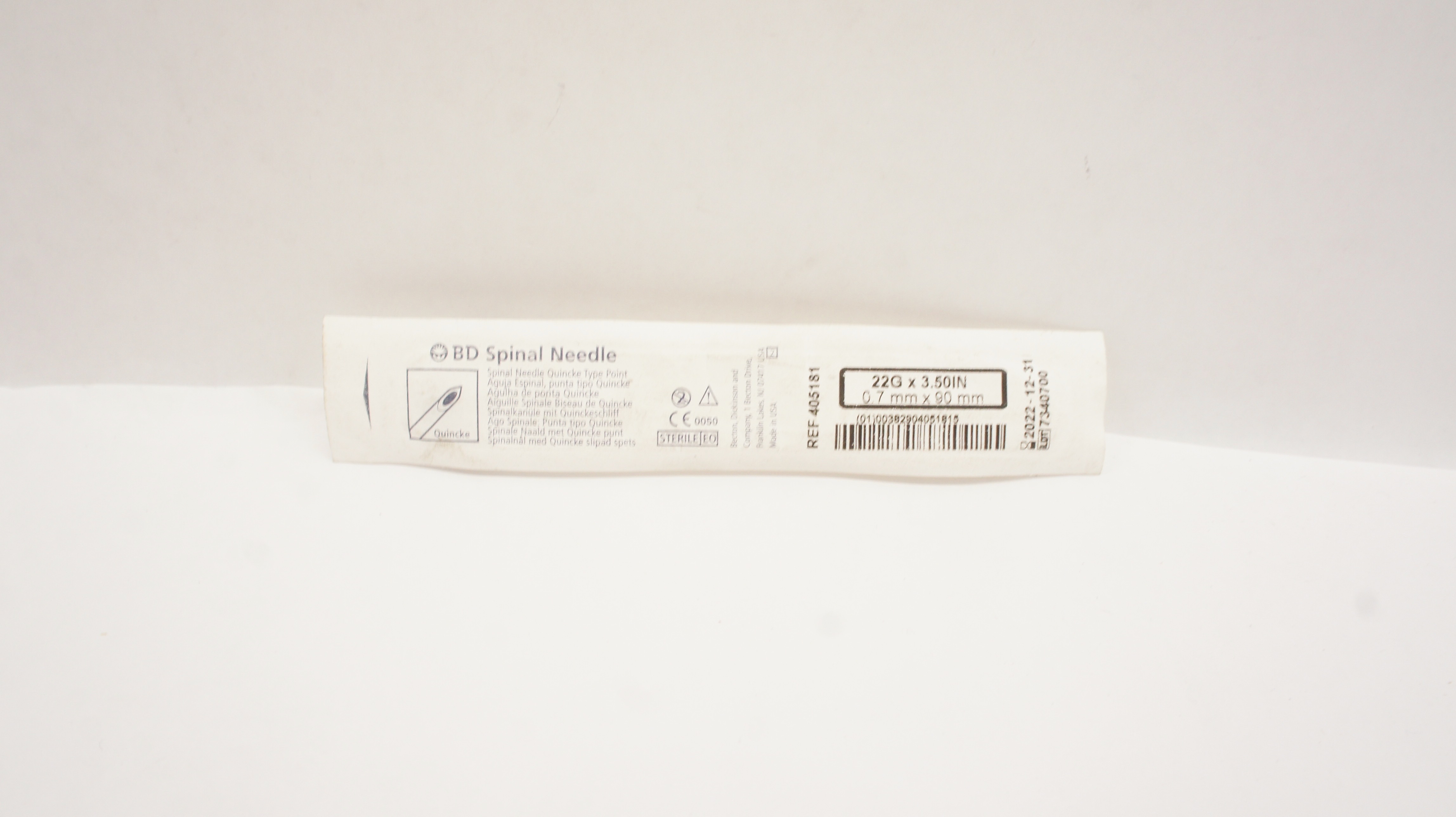 BD 405181 Becton Spinal Ndle Quincke Type Point 22G x 3.50inch (x)