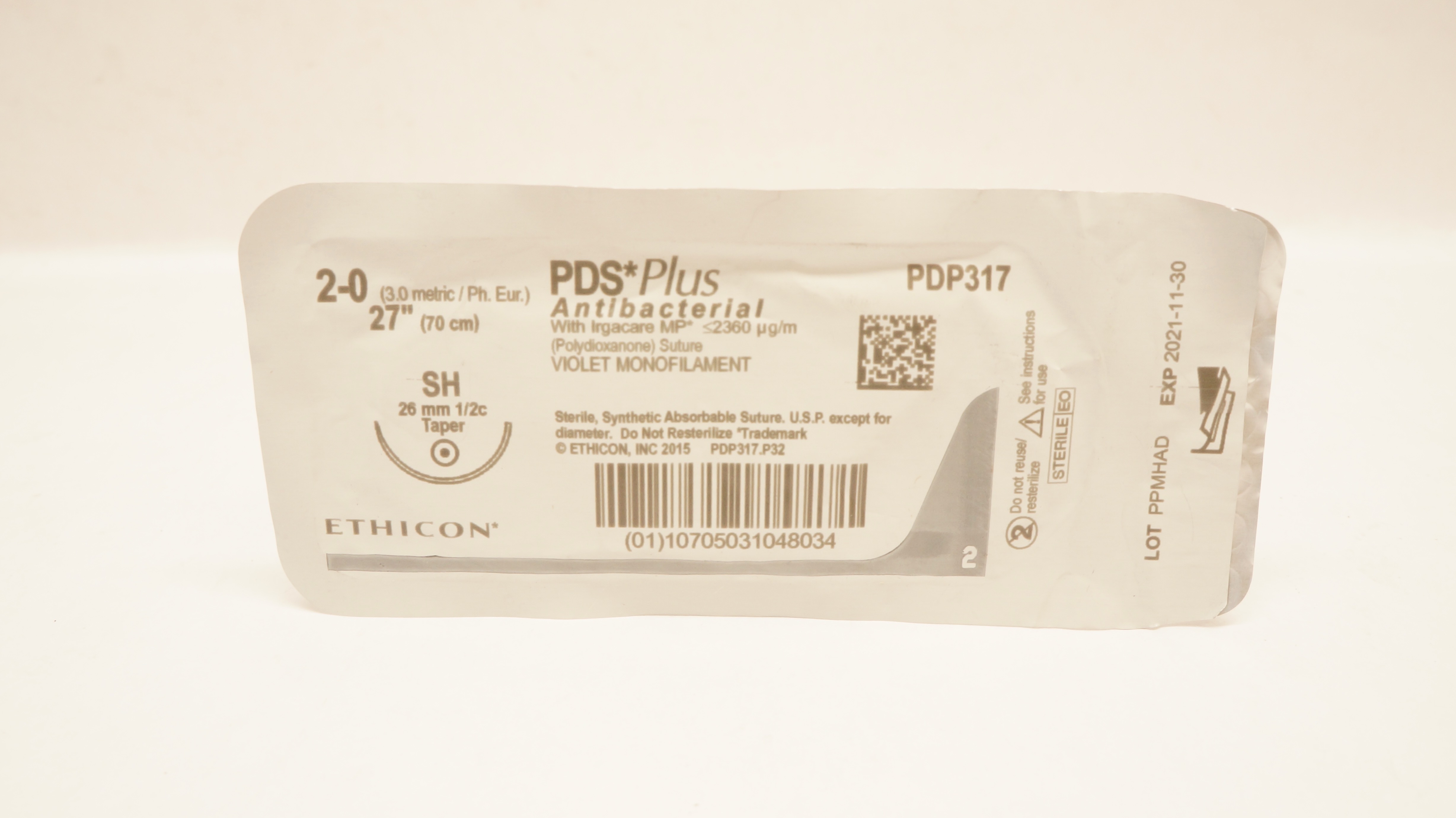 Ethicon PDP317 2-0 PDS Plus, SH, 26mm 1/2c Taper, 27inch (x)