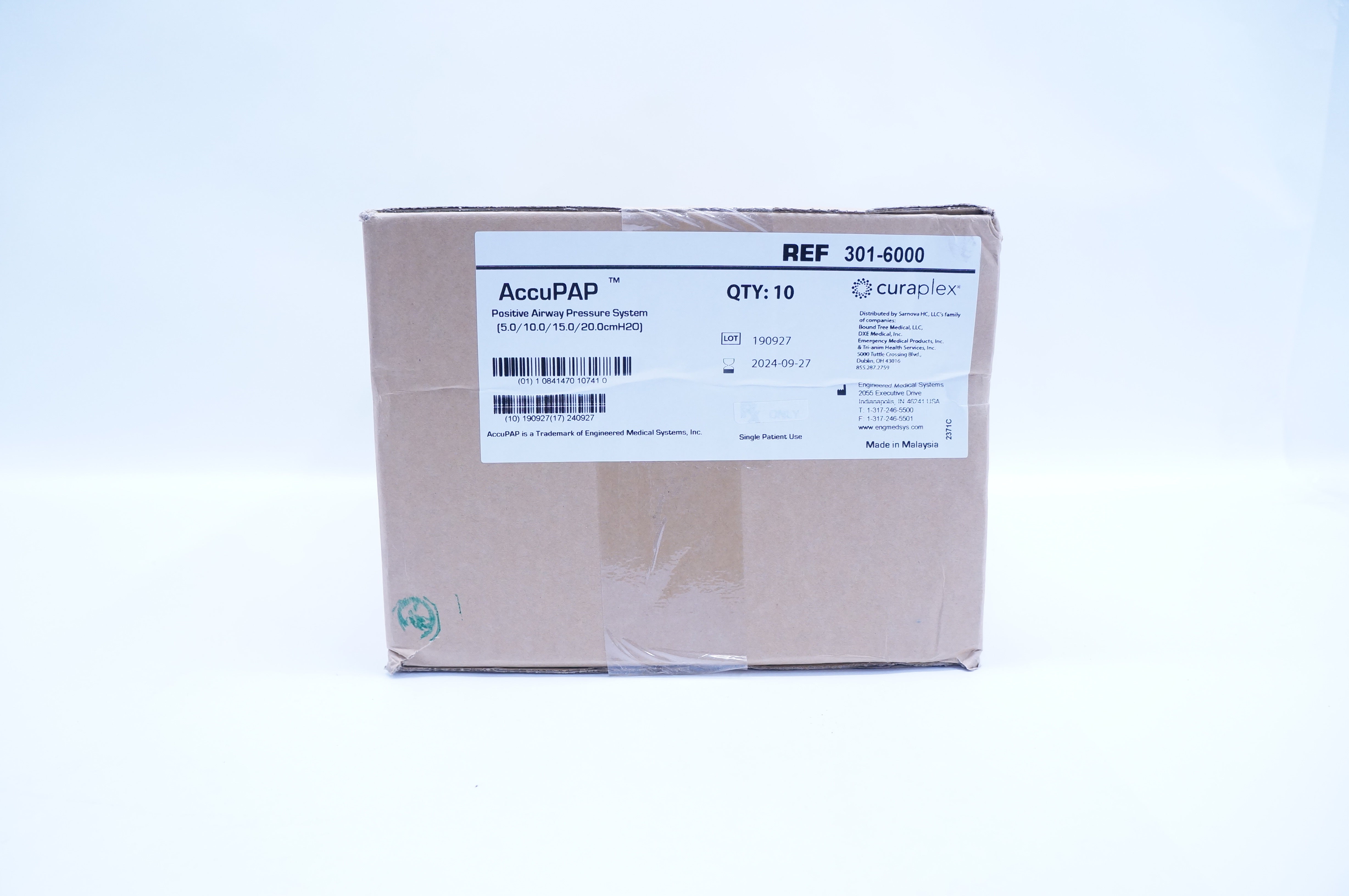 Cura Plex 301-6000 AccuPAP Positive Airway Pressure System - Box of 10