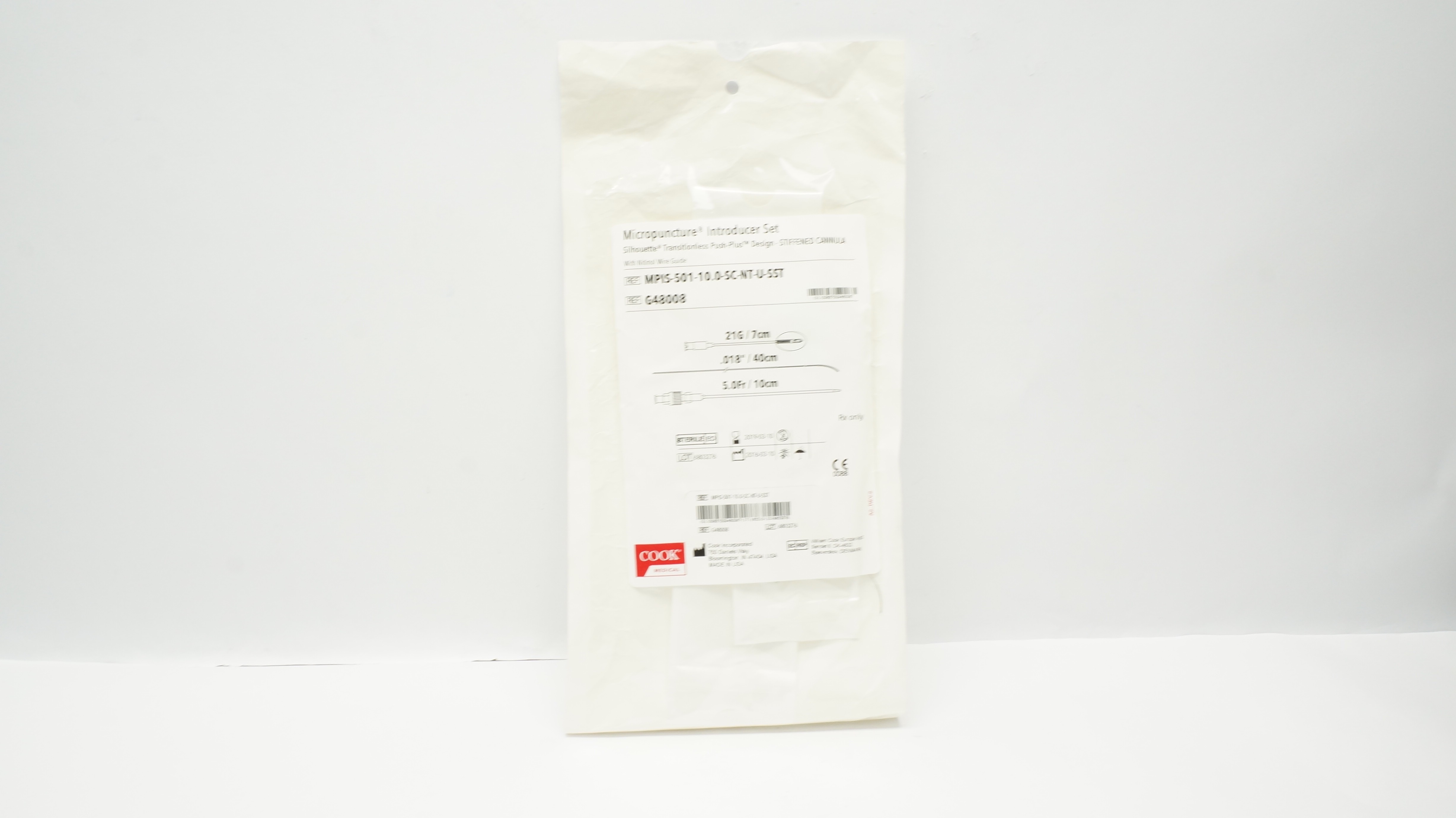Cook Medical G48008 Micropuncture Introducer Set 21G x 0.018in. x 5.0Fr (x)