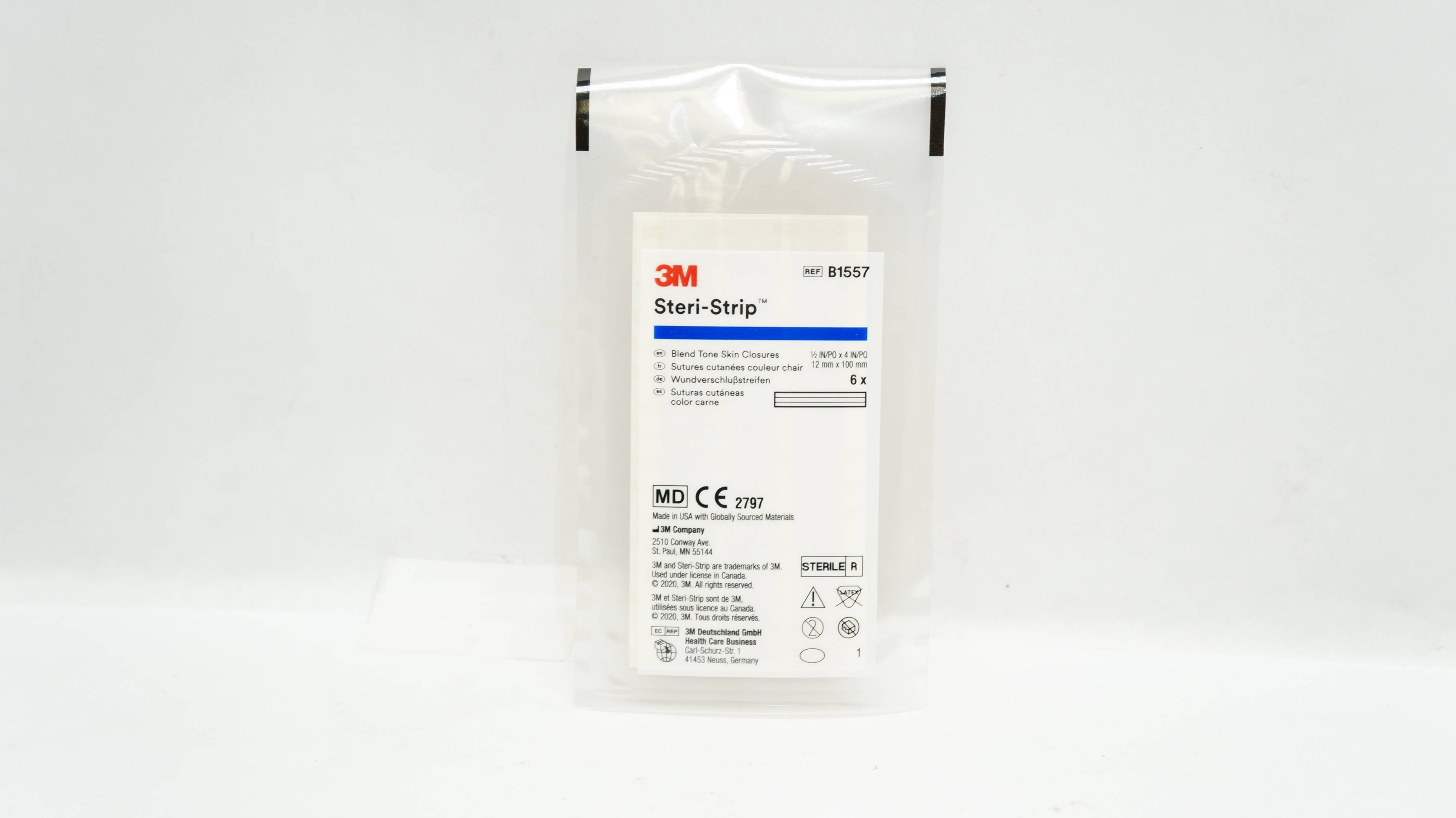 3M B1557 Steri-Strip Blend Tone Skin Closures 1/2inch x 4inch - Pack of 6