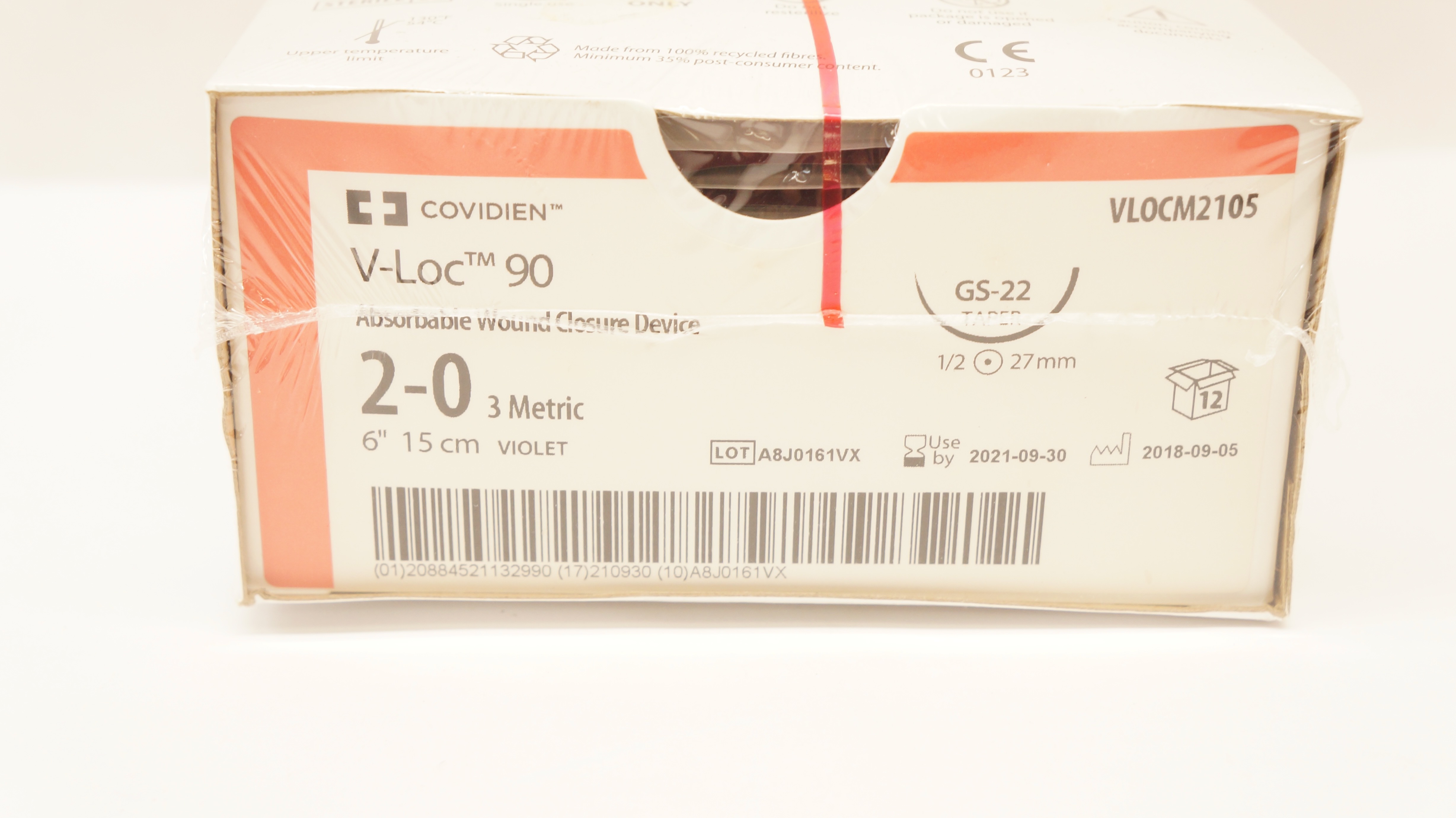 Covidien VLOCM2105 2-0 Wound Closure Device GS-22 1/2 27mm 6inch (x) - Box of 12