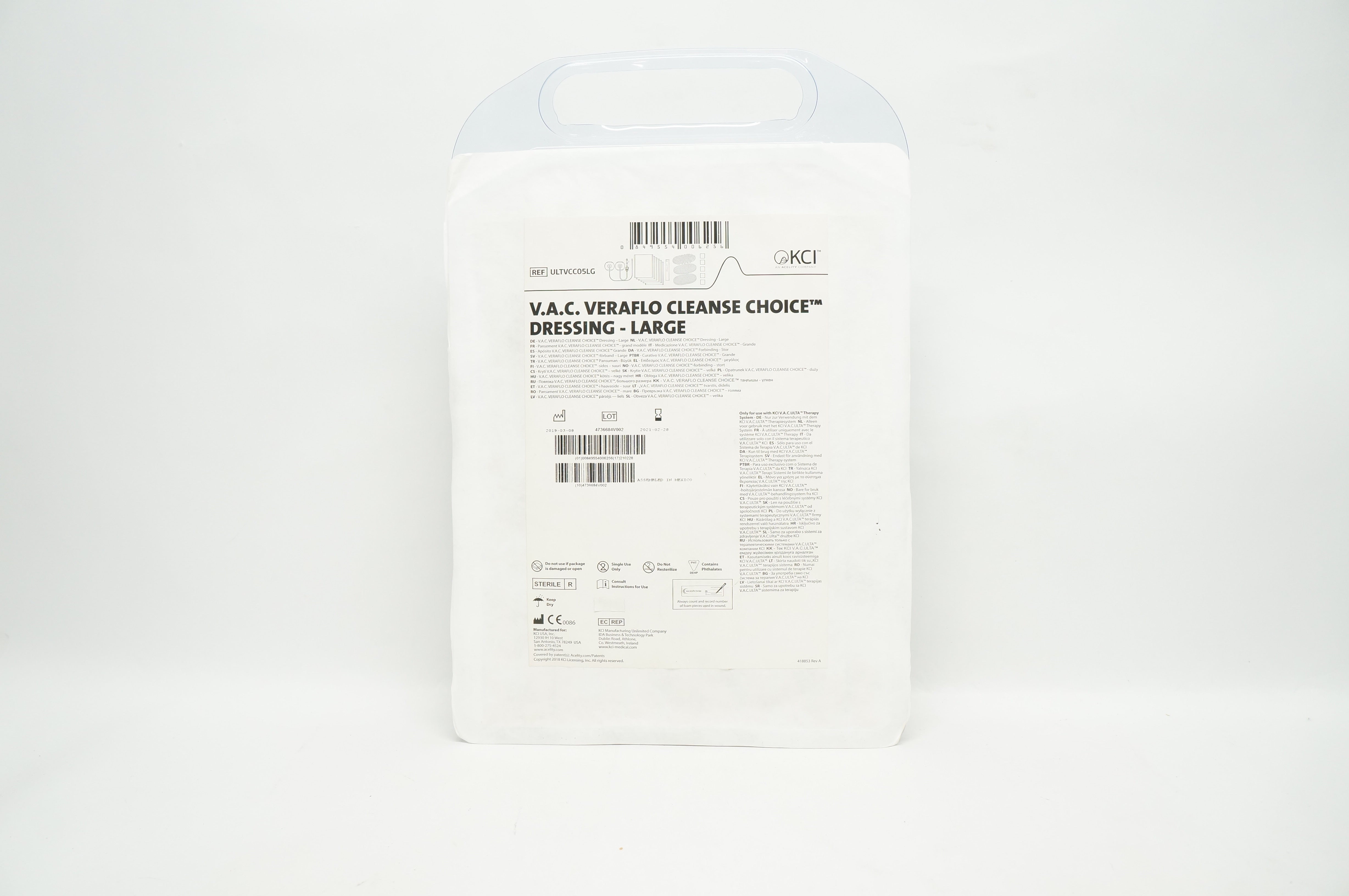 KCI ULTVCC05LG V.A.C. VeraFlo Cleanse Choice Dressing, Large (x)