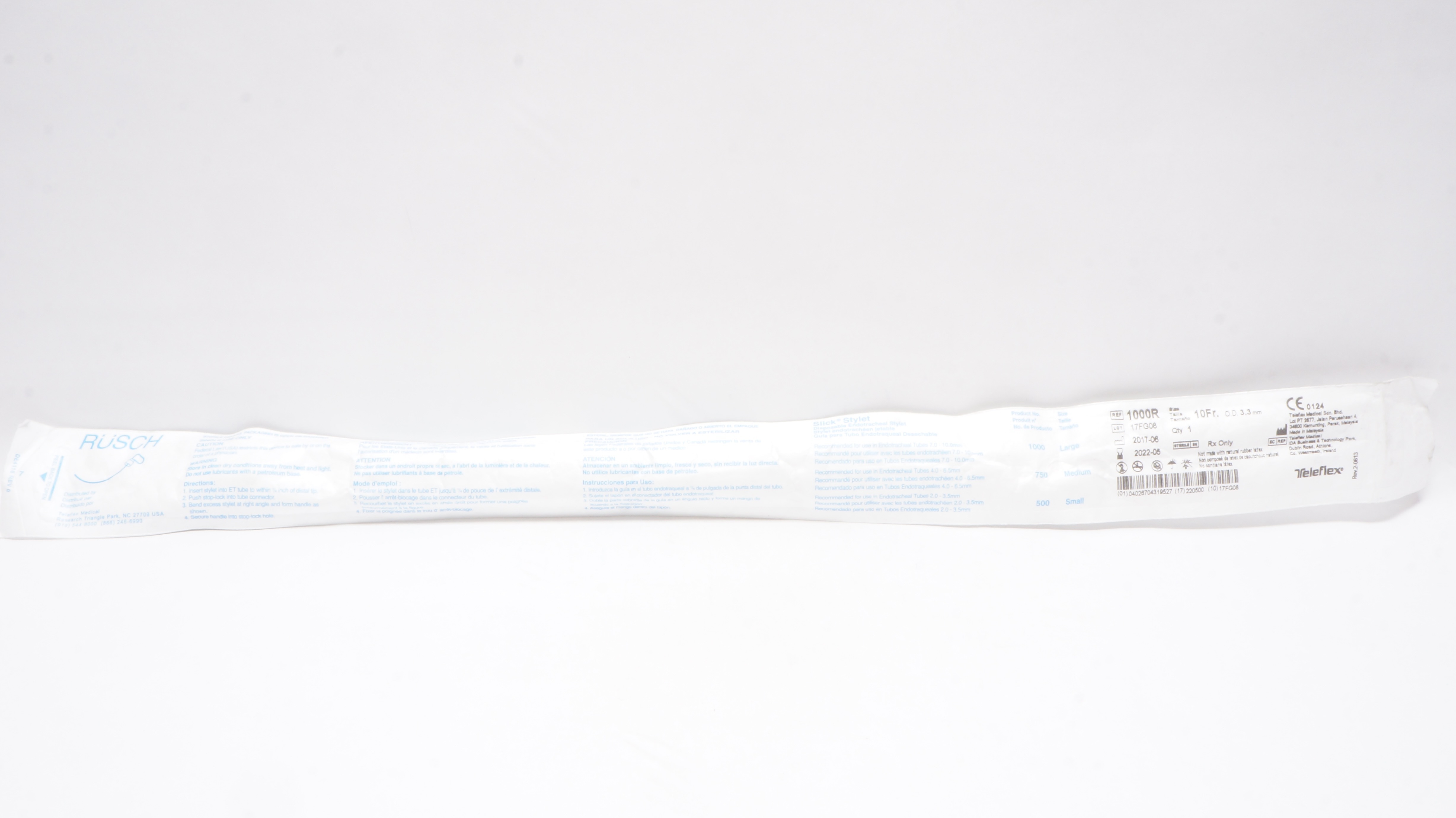 Teleflex 1000R Slick Stylet Disposable Endotracheal Stylet 10Fr. O.D. 3.3mm. (x)