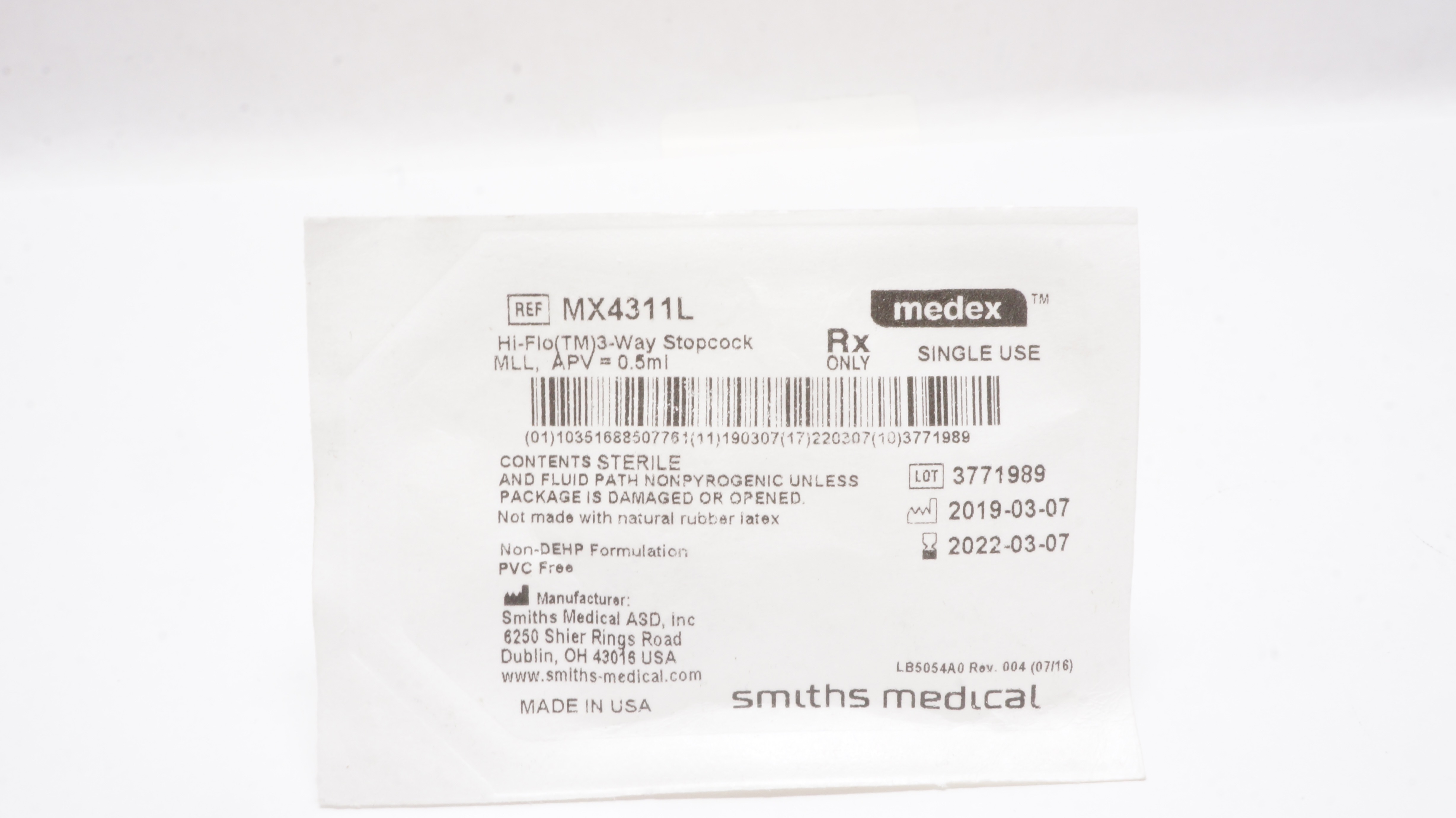 Medex MX4311L 3 Way Stopcock w/M.L.L. (x)