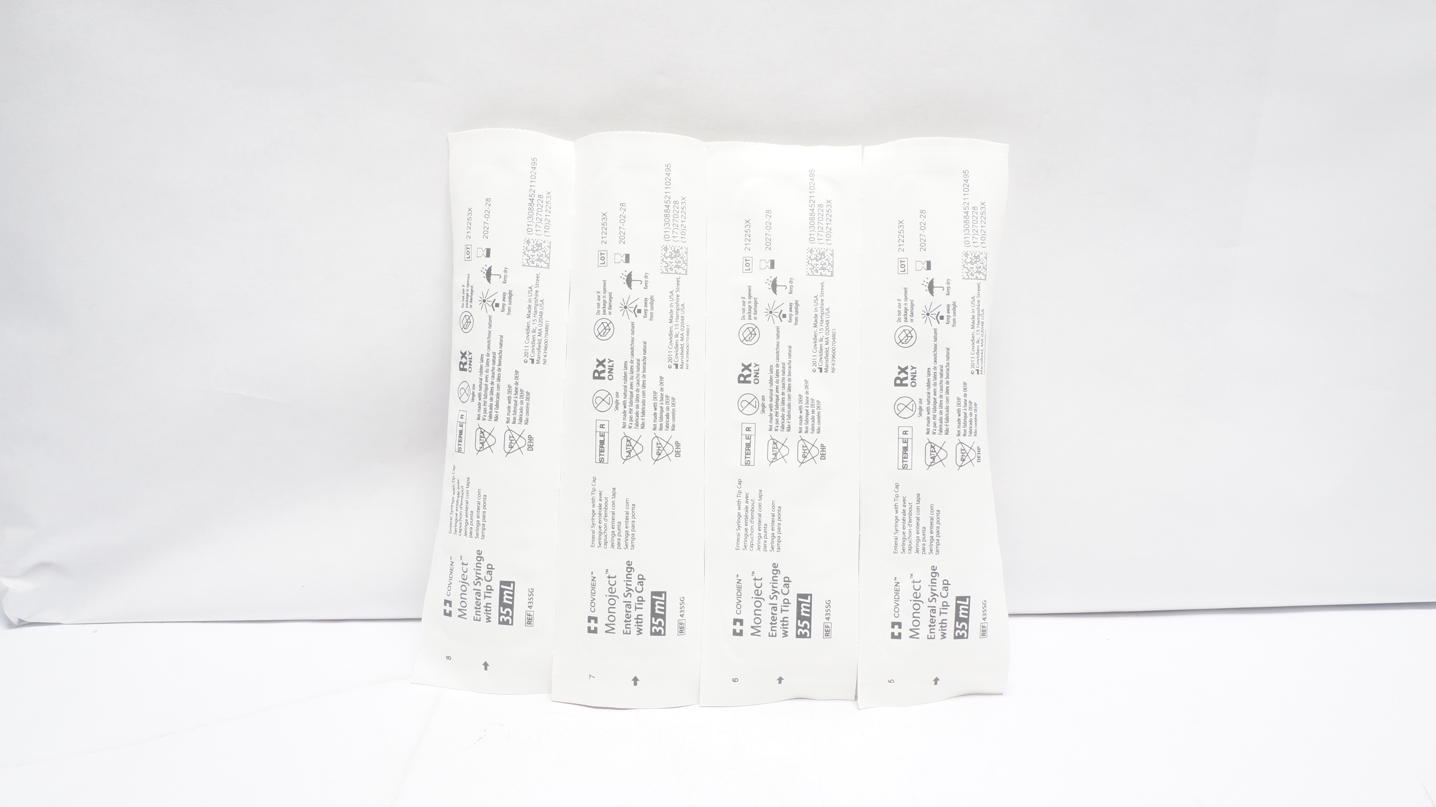 Covidien 435SG Monoject Enteral Syringe with Tip Cap 35mL - Lot of 4