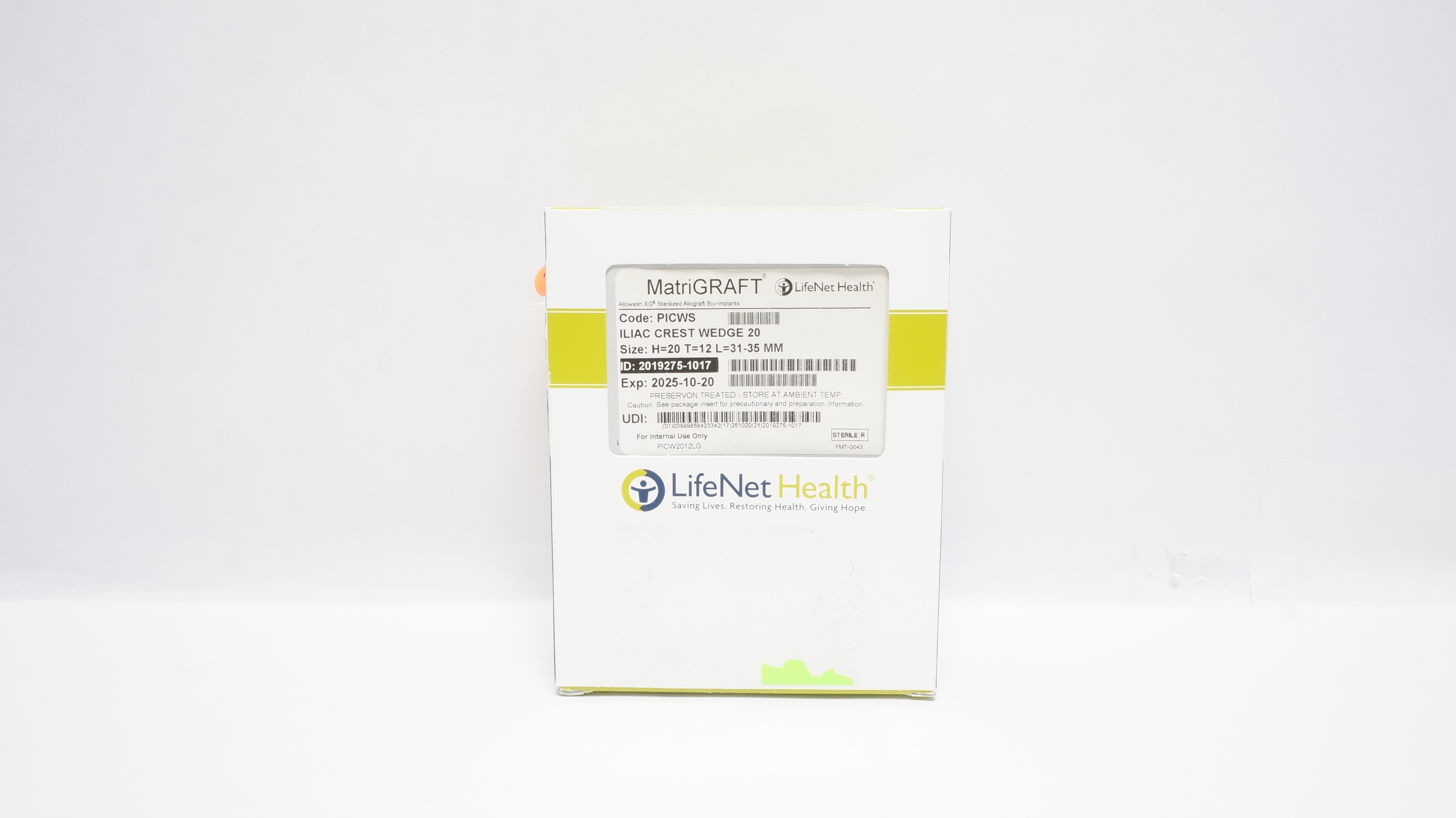LifeNetHealth 2019275-1017 MatriGraft PICWS Iliac Crest Wedge 20 (x)