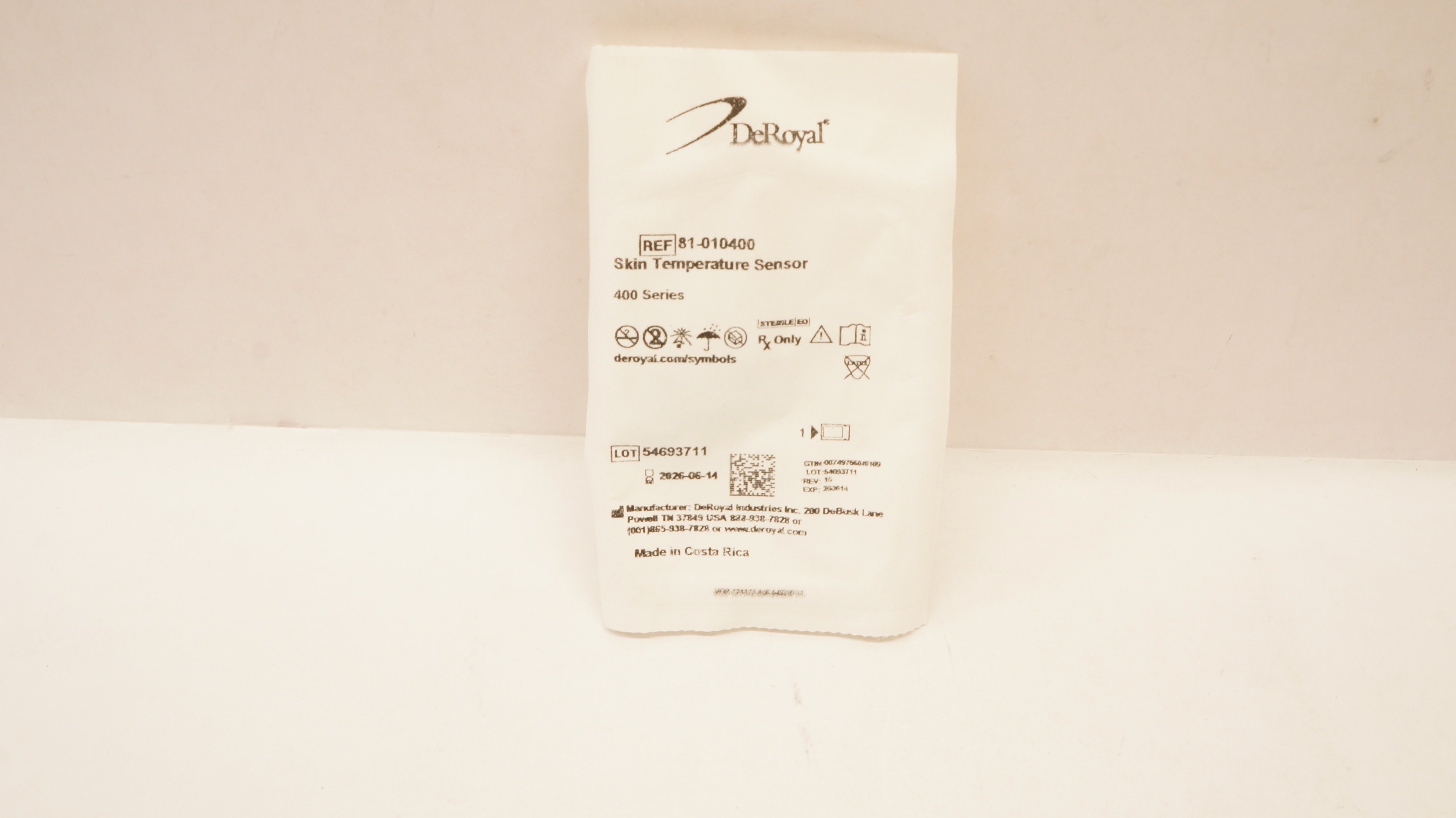 DeRoyal 81-010400 Skin Temperature Sensor 400 Series