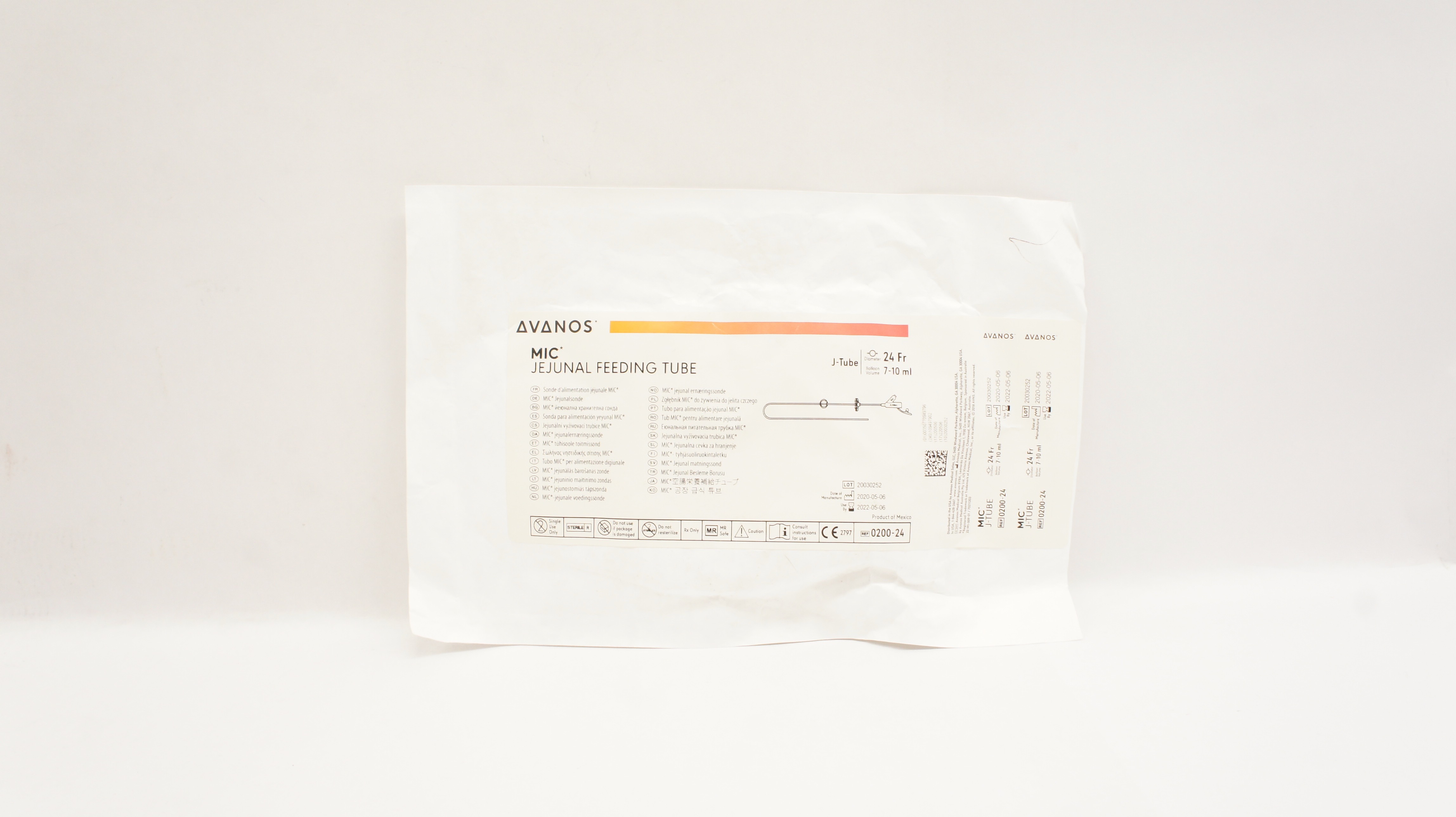 Avanos 0200-24 MIC Jejunal Feeding Tube 24Fr x 7-10mL (x)