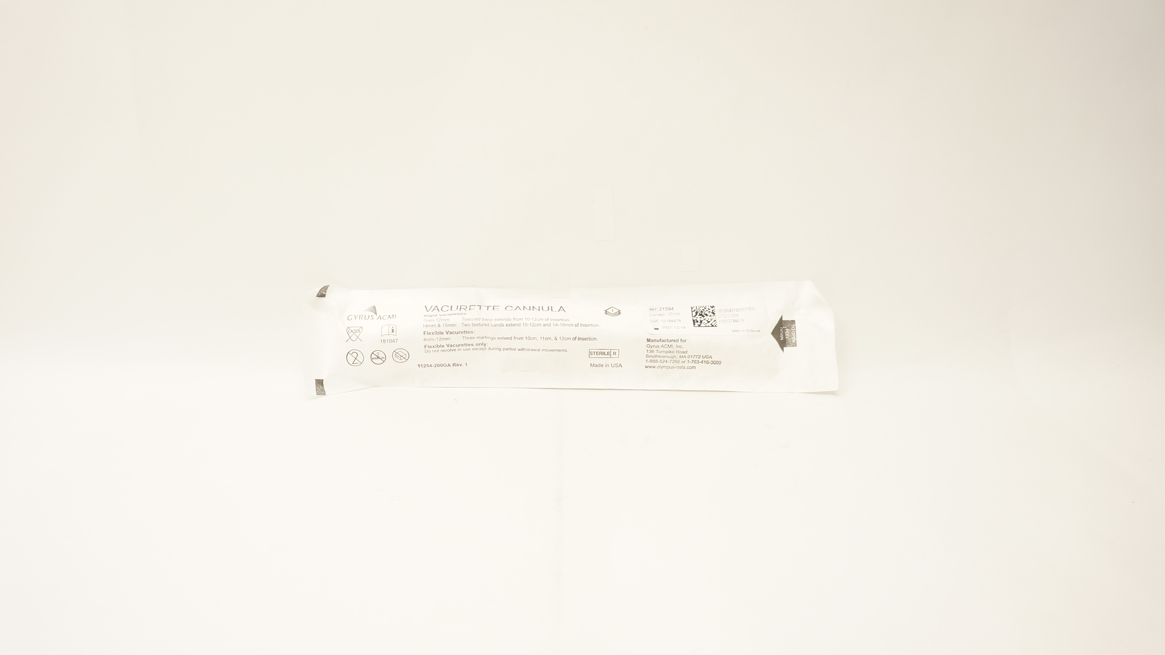 Gyrus ACMI 21594 Vacurette Cannula Curved 16mm (x)