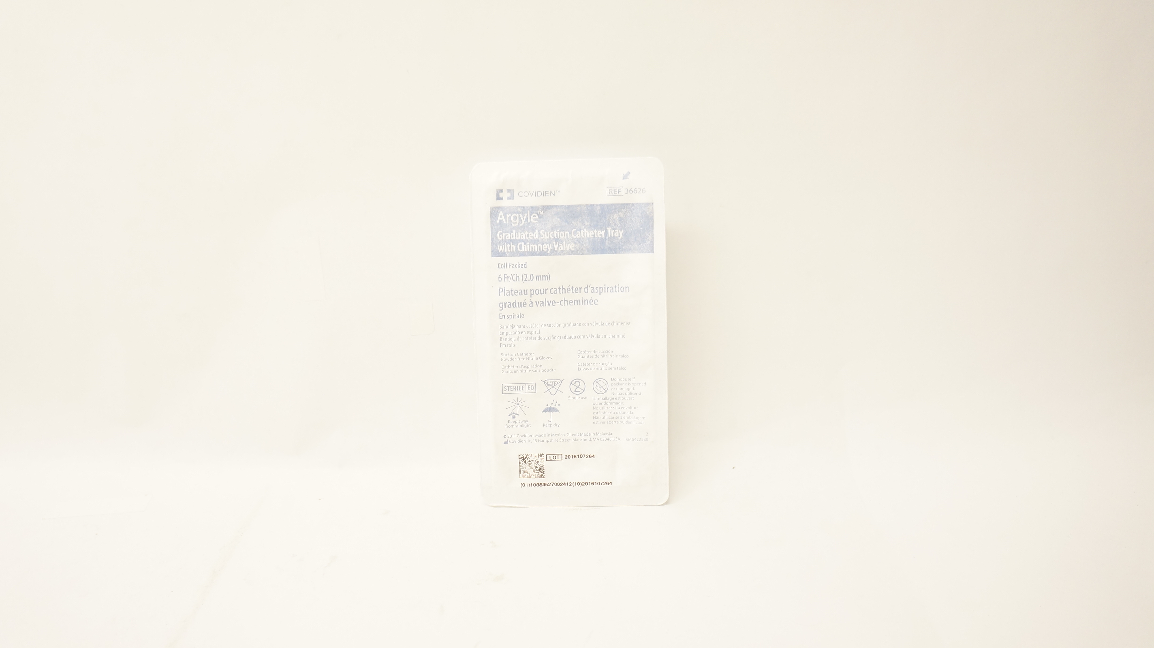 Covidien 36626 Argyle Graduated Suction Cath. Tray With Chimney Valve 6Fr/Ch