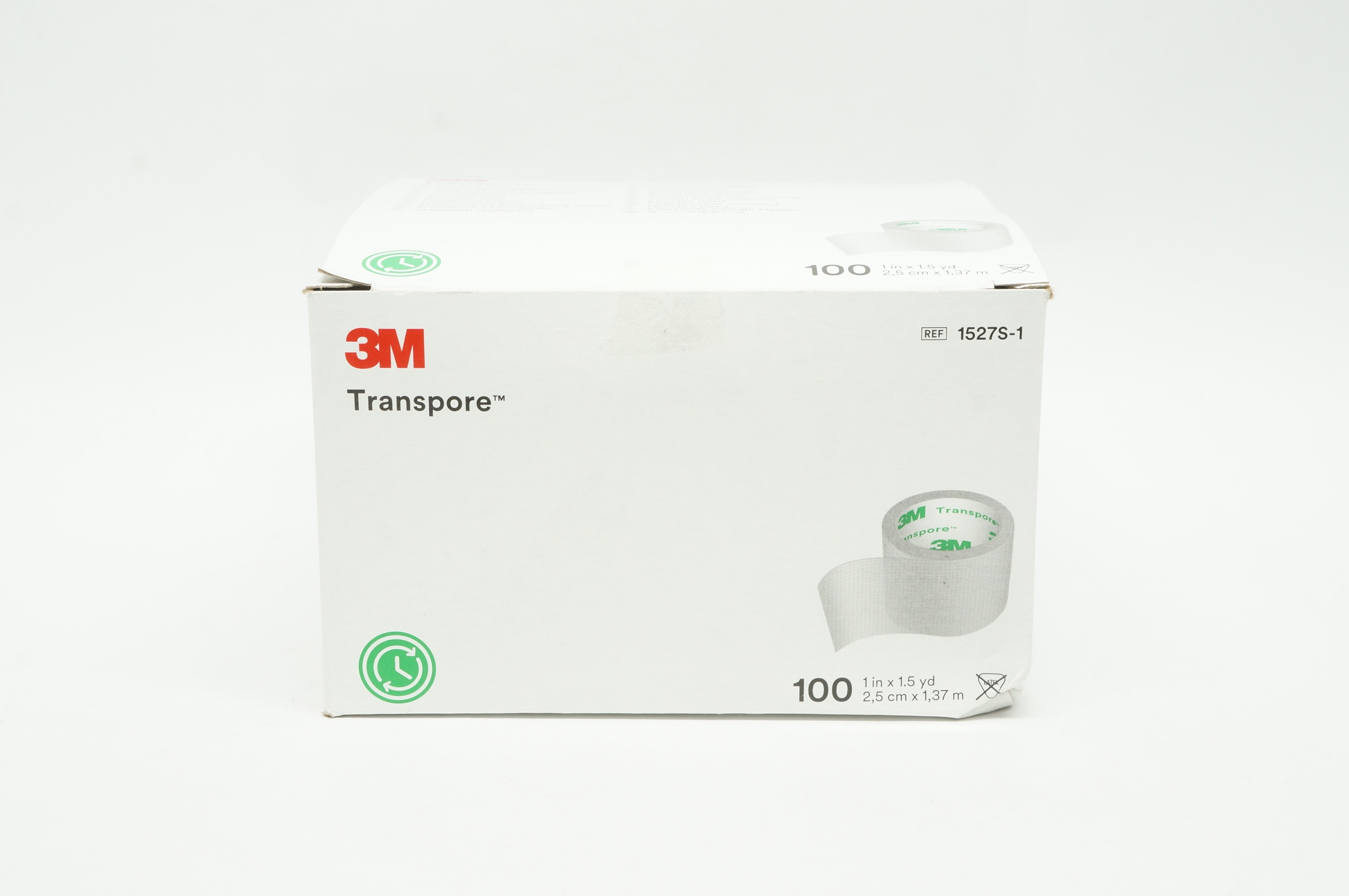 3M 1527S-1 Transpore Surgical Tape 1inch x 1.5yd - Box of 96