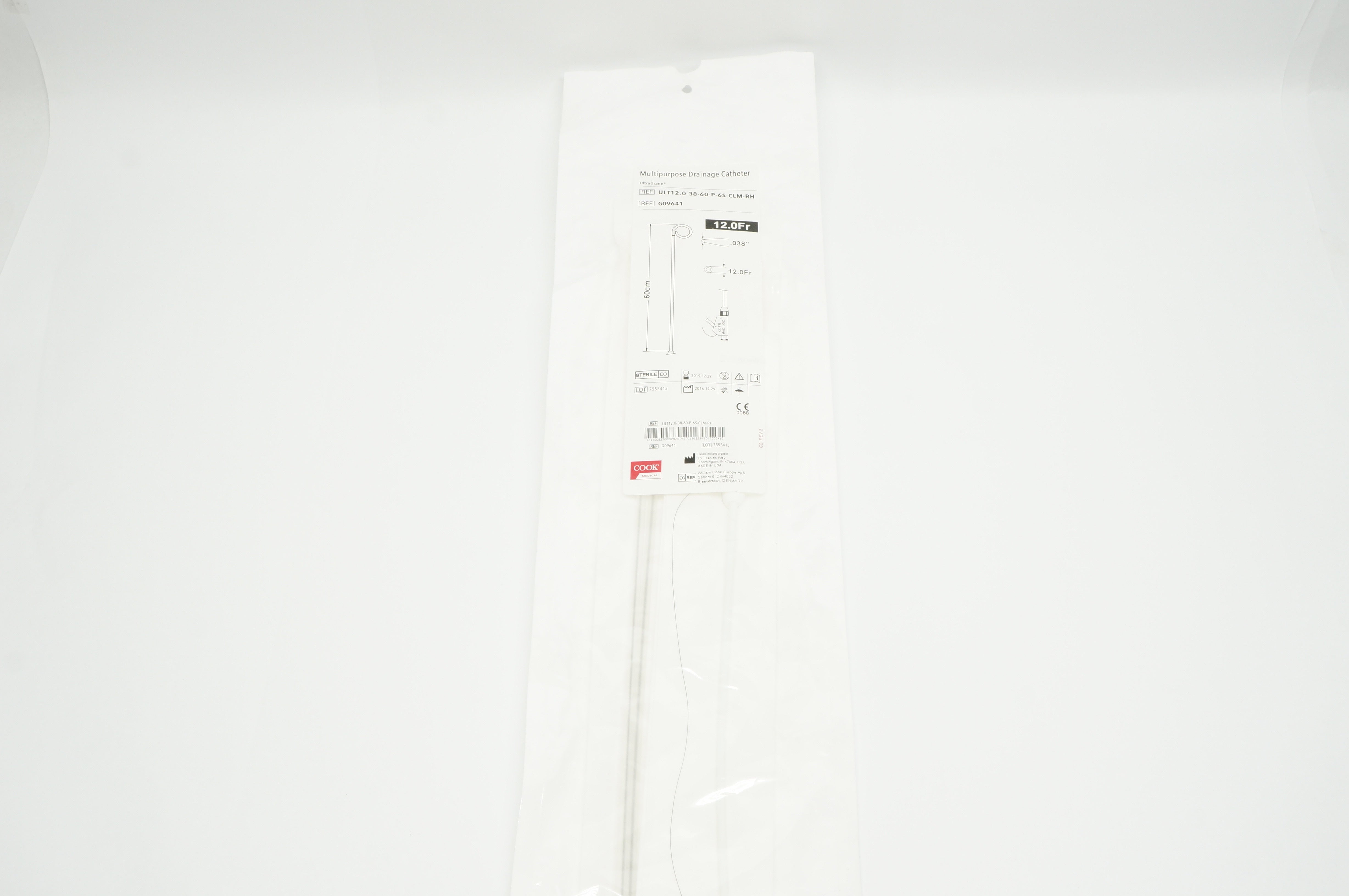 Cook Medical G09641 Ultrathane Multipurpose Drainage Cath. 12.0Fr x 60cm (x)
