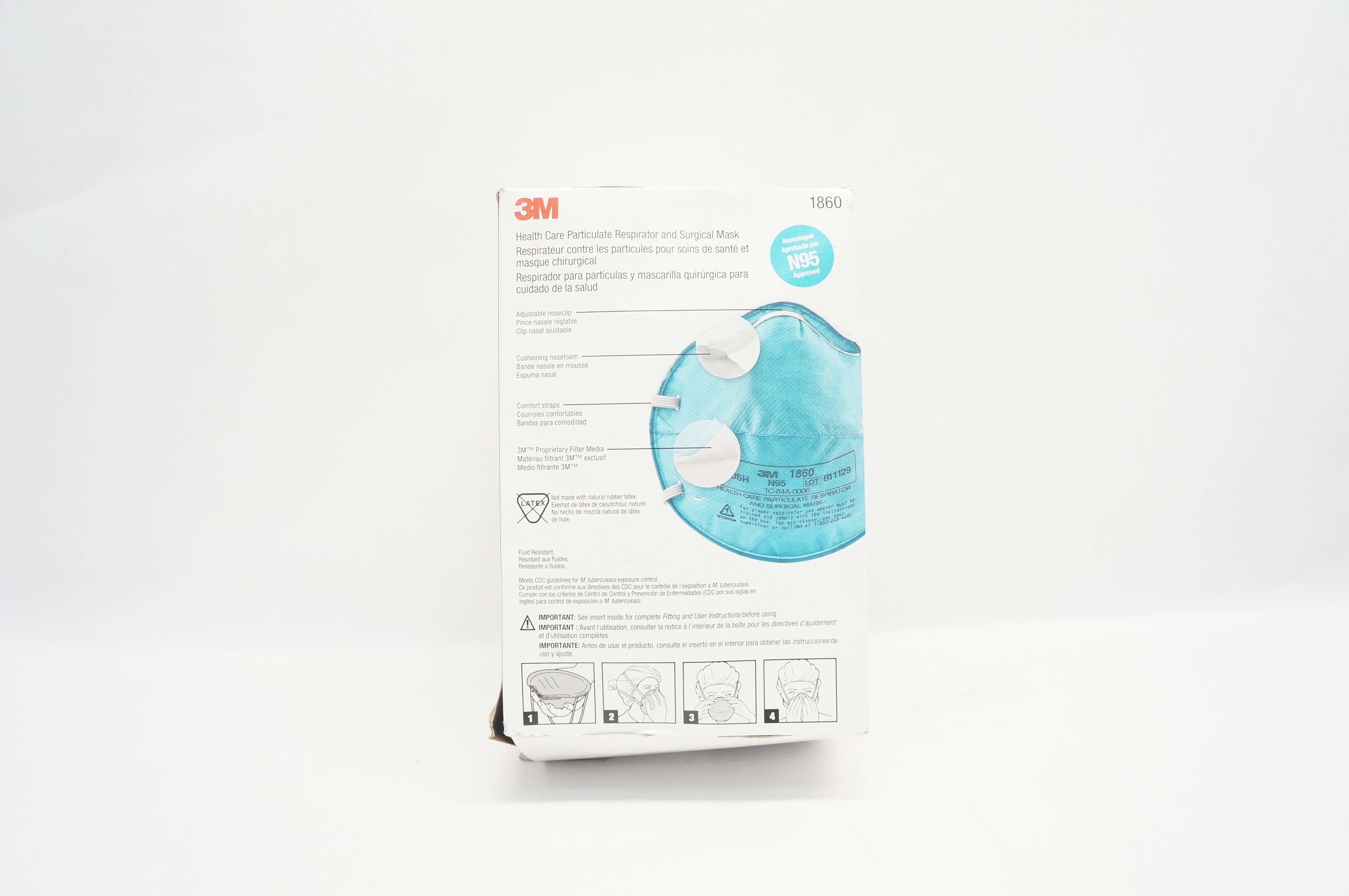 3M 1860 Health Care Particulate Respirator and Surgical Mask - Box of 20