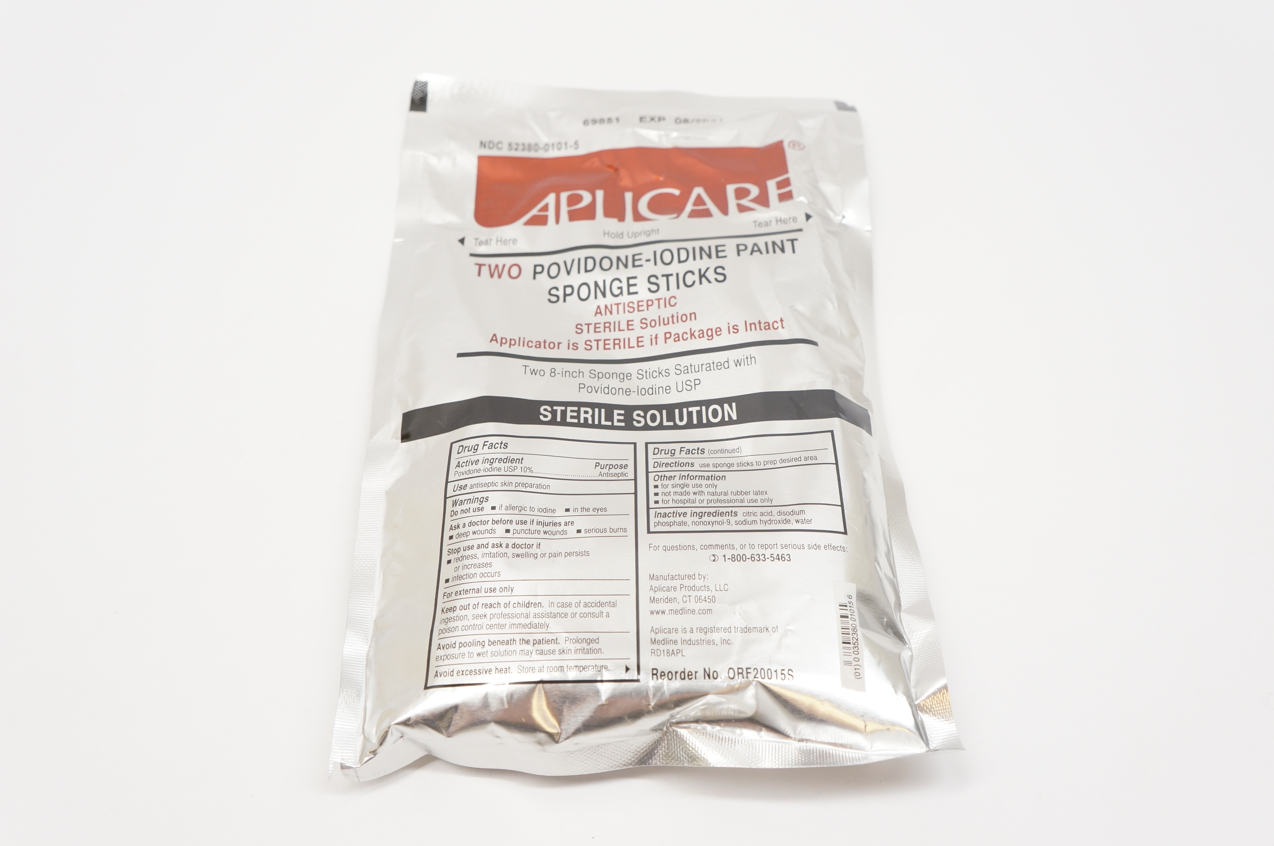 Aplicare ORF20015S Two Povidone-Iodine Paint Sponge Sticks