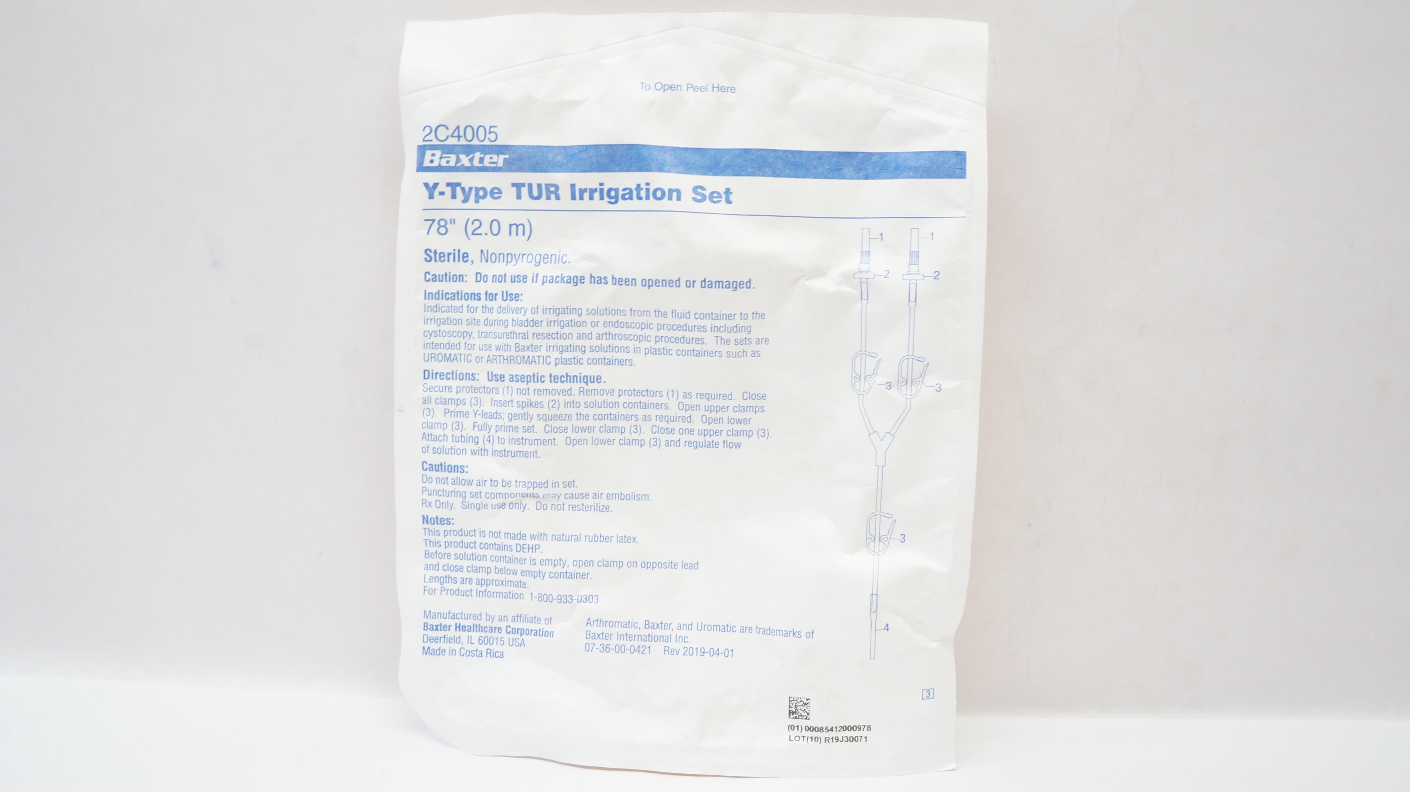 Baxter 2C4005 Y-Type TUR Irrigation Set 78inch