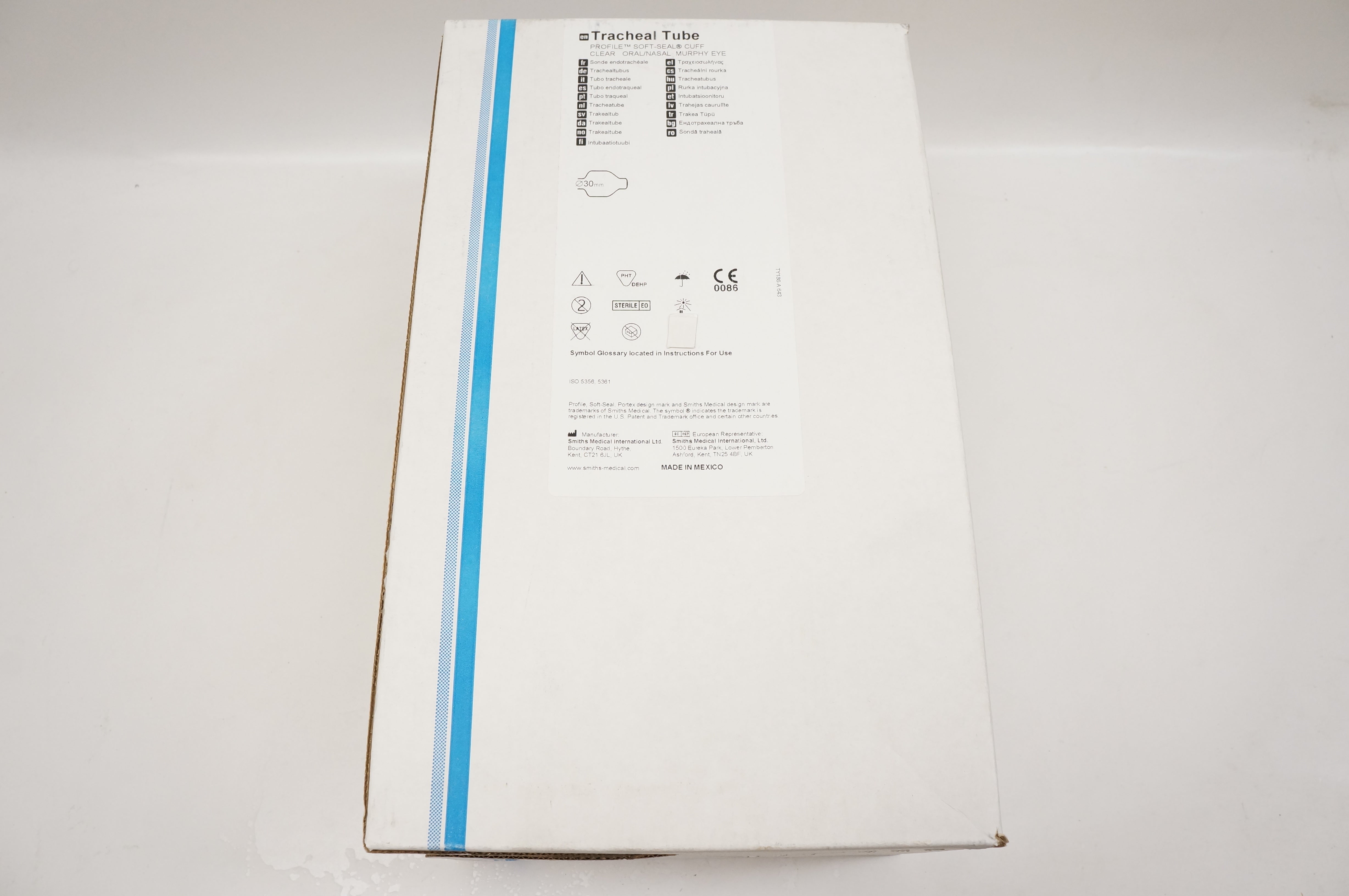 Smiths 100/199/085 Portex Soft-Seal Cuff Clear Murphy EYE 8.5mm - Box of 20