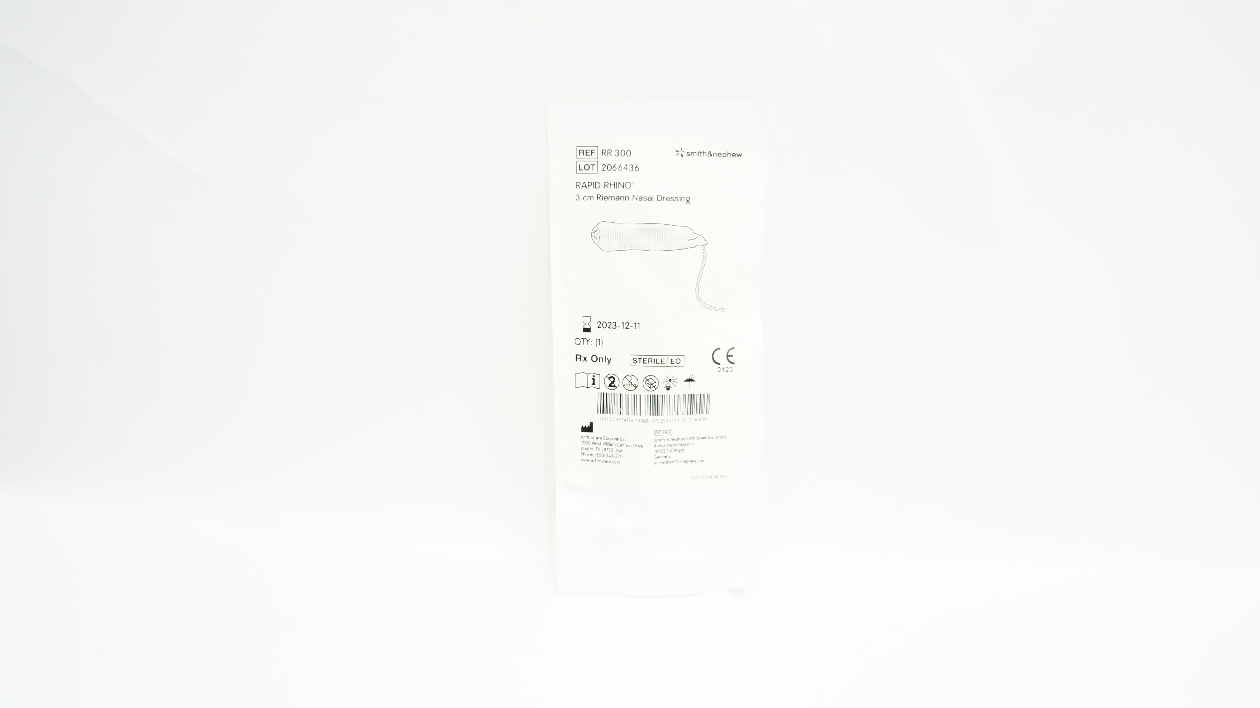 Smith & Nephew RR300 Rapid Rhino 3cm Riemann Nasal Dressing