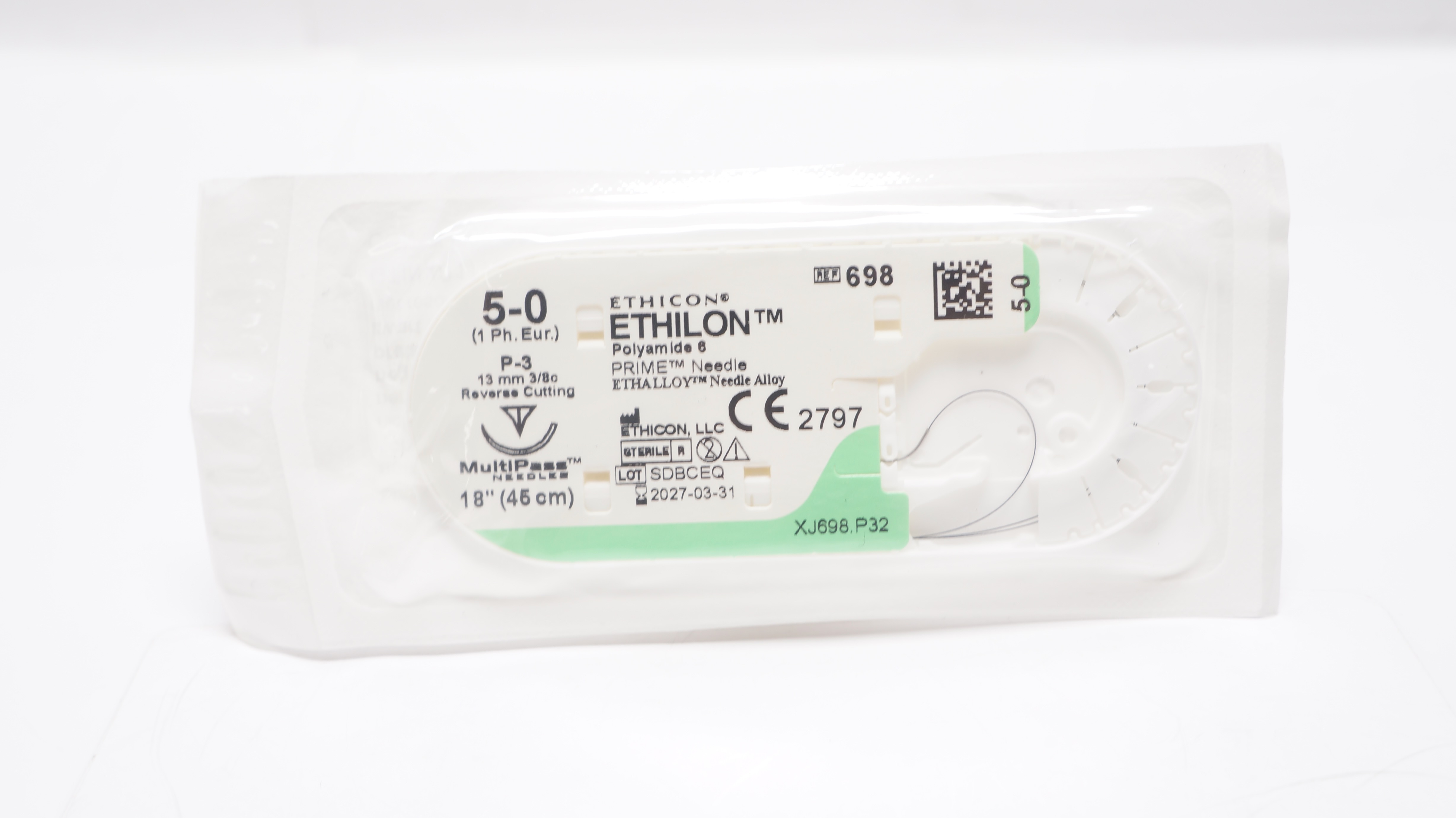 Ethicon 698 5-0 Ethilon Polyamide 6 Stre P-3 13mm 3/8c Reverse Cutting, 18inch
