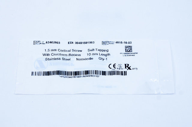 Zimmer 4815-10-03 1.5mm Cortical Screw, Self-Tapping, 10mm Length