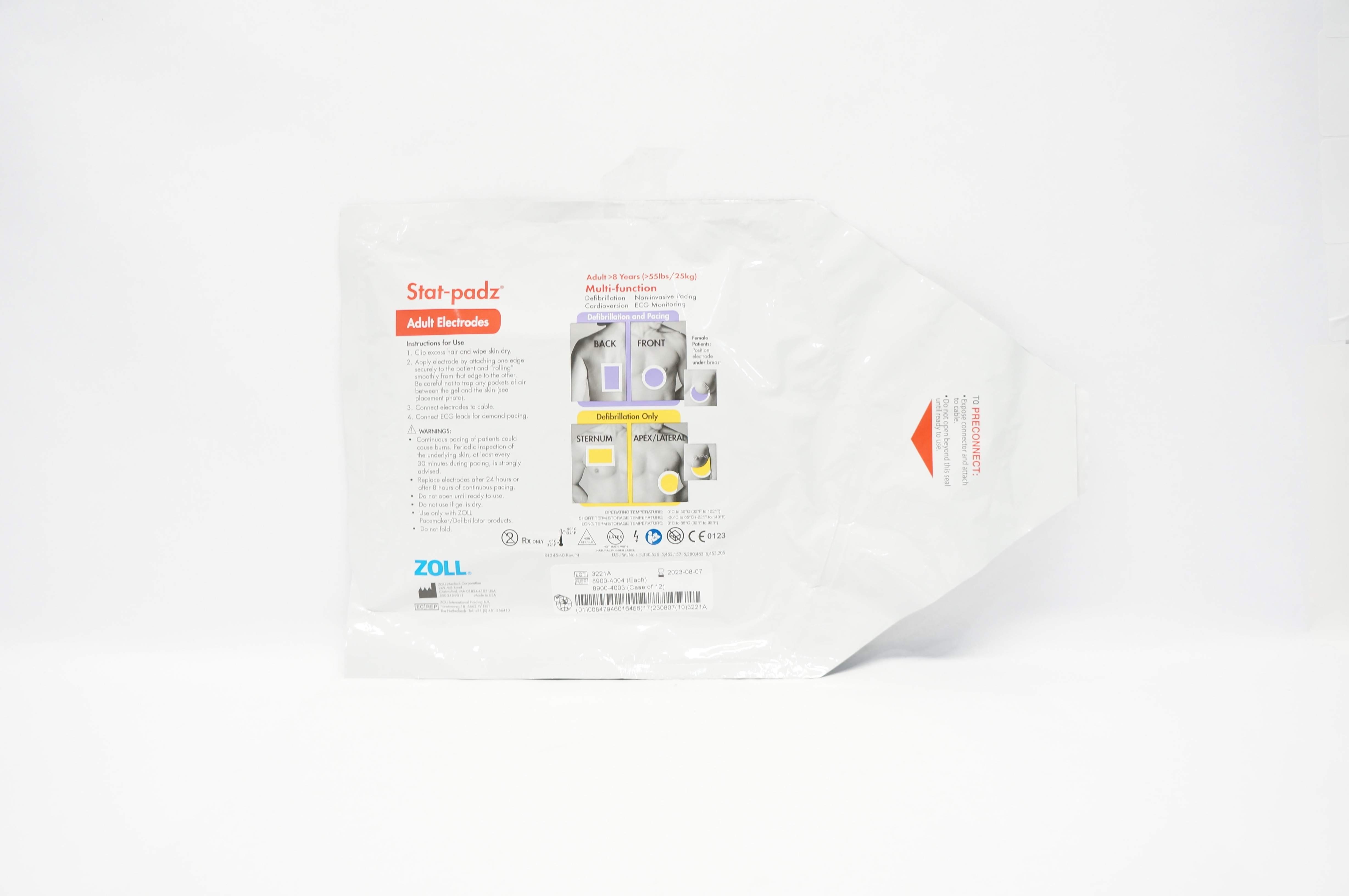 Zoll 8900-4004 Stat-padz Multi-Function Adult Electrodes >8 Years >55 lbs (x)