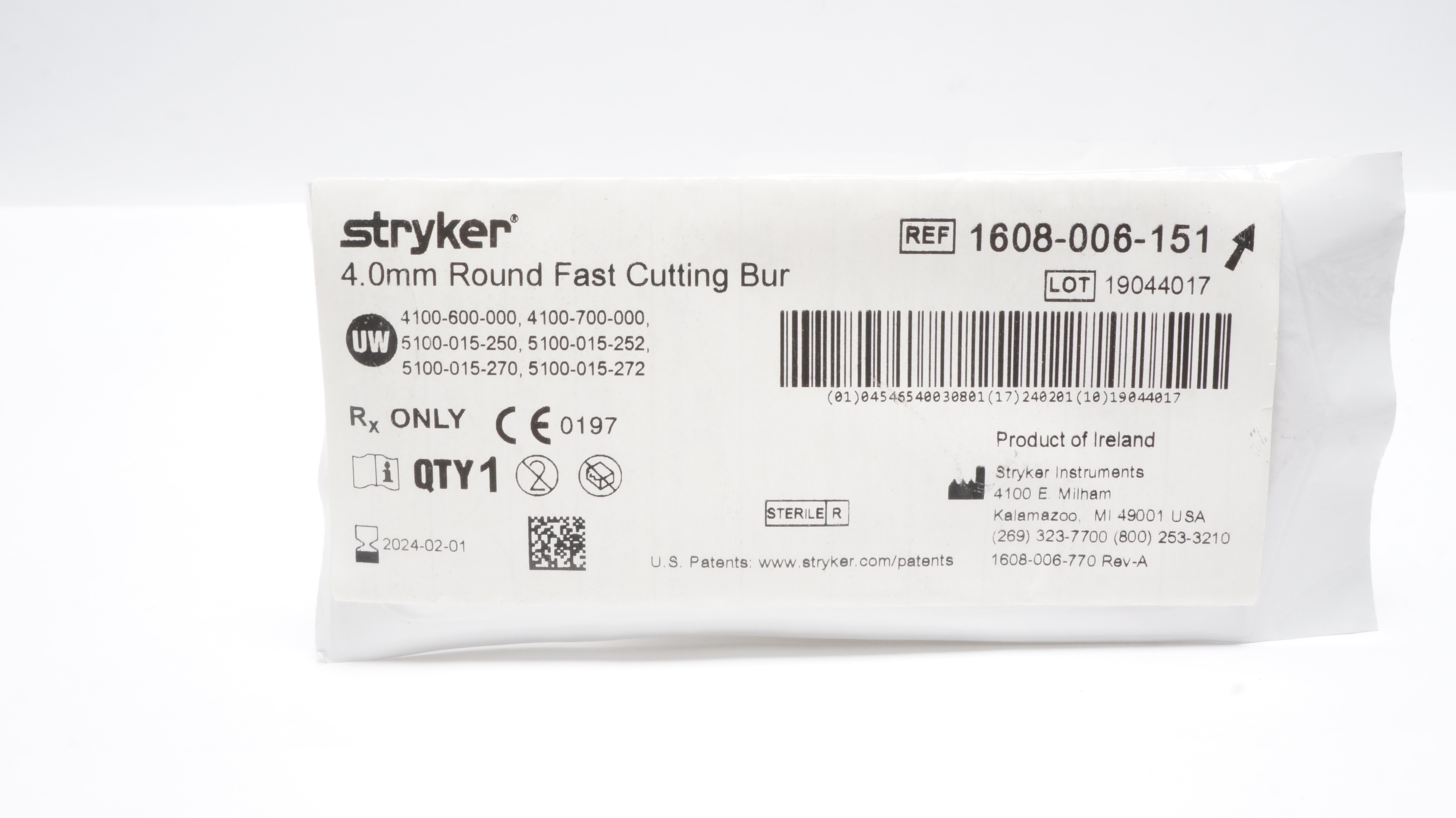 Stryker 1608-006-151 4.0mm Round Fast Cutting Bur (x)
