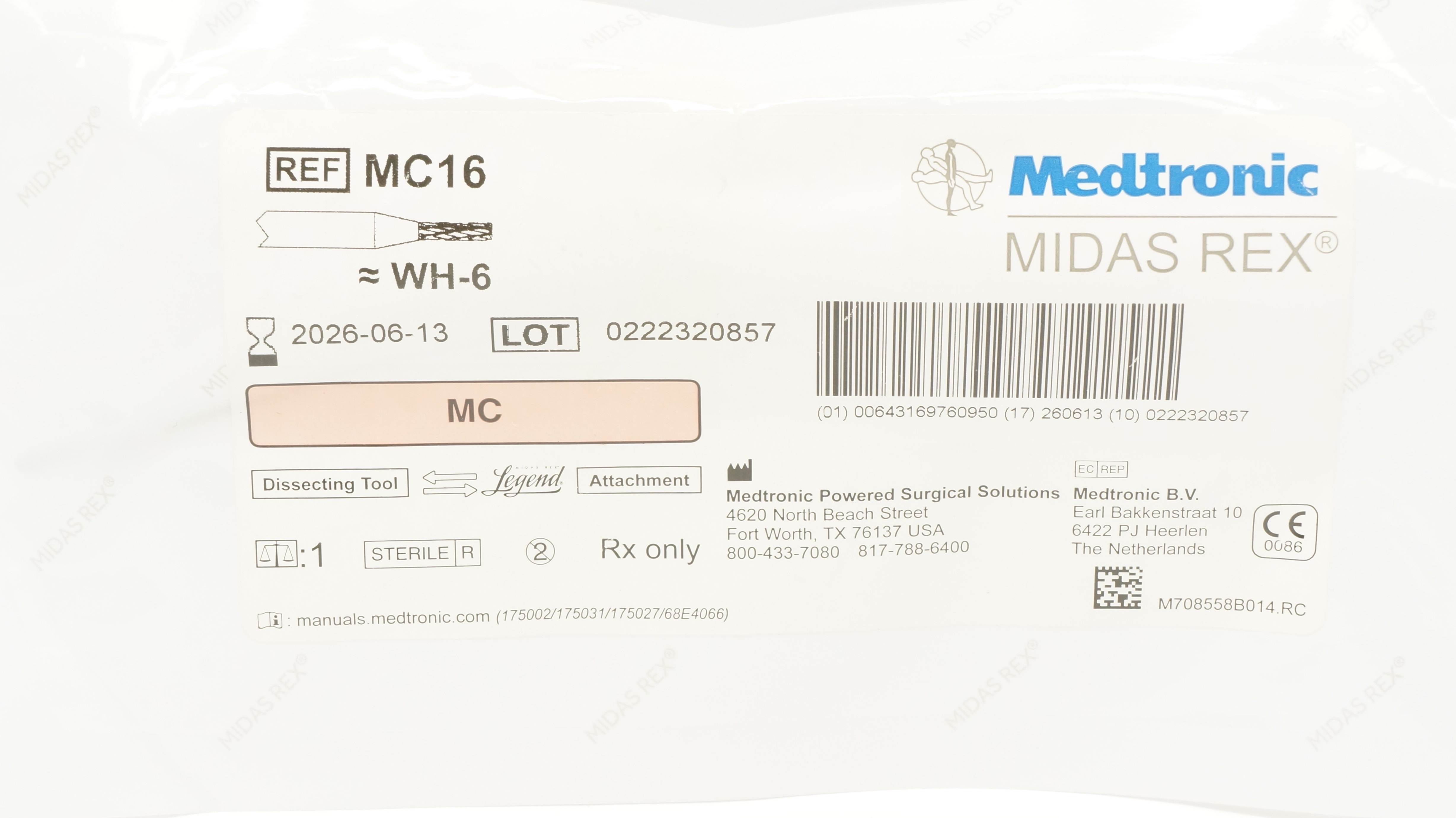 Medtronic MC16 Midas Rex MC WH-6 Dissecting Tool