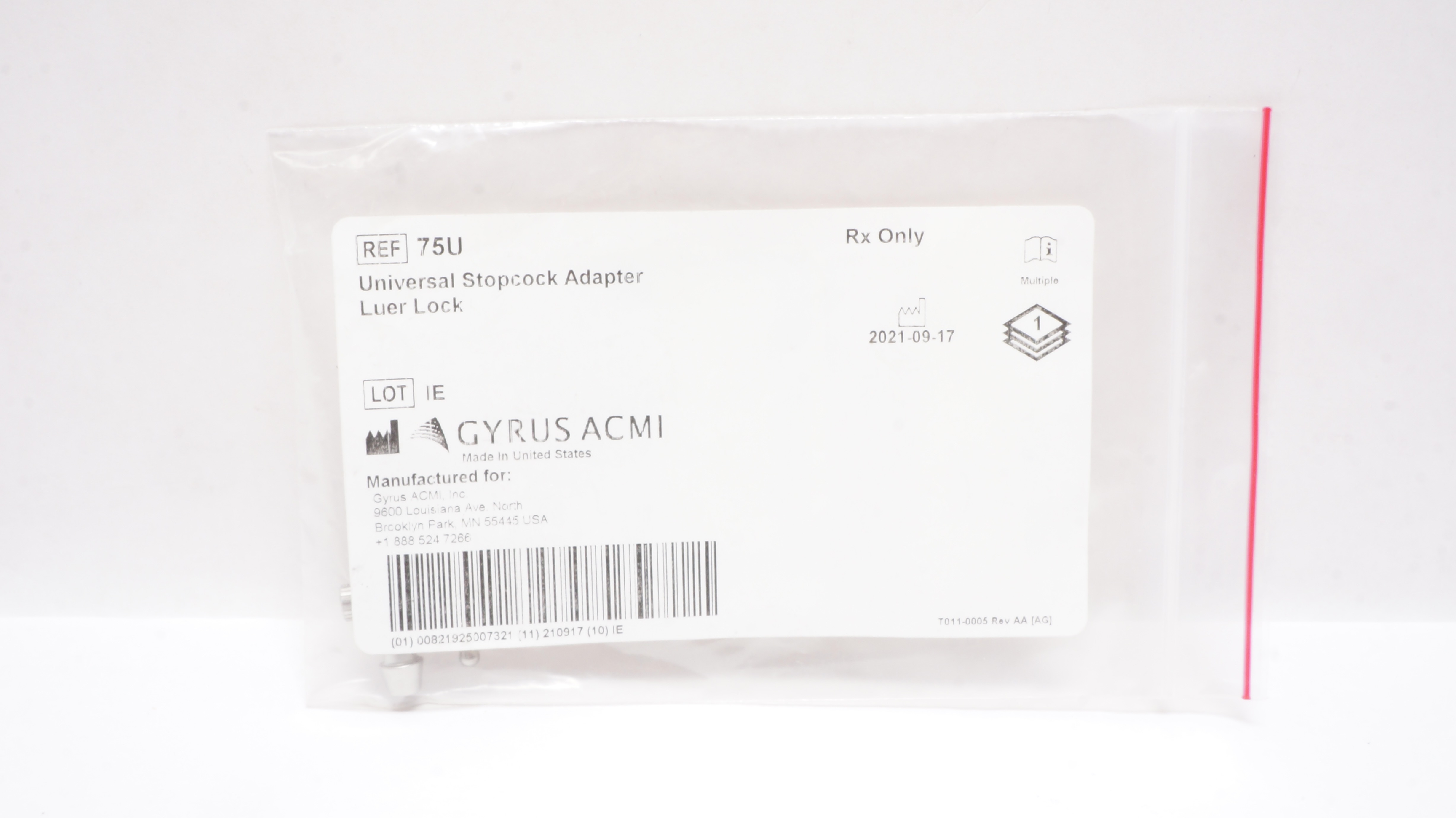 Gyrus Acmi 75U Universal Stopcock Adapter Luer Lock