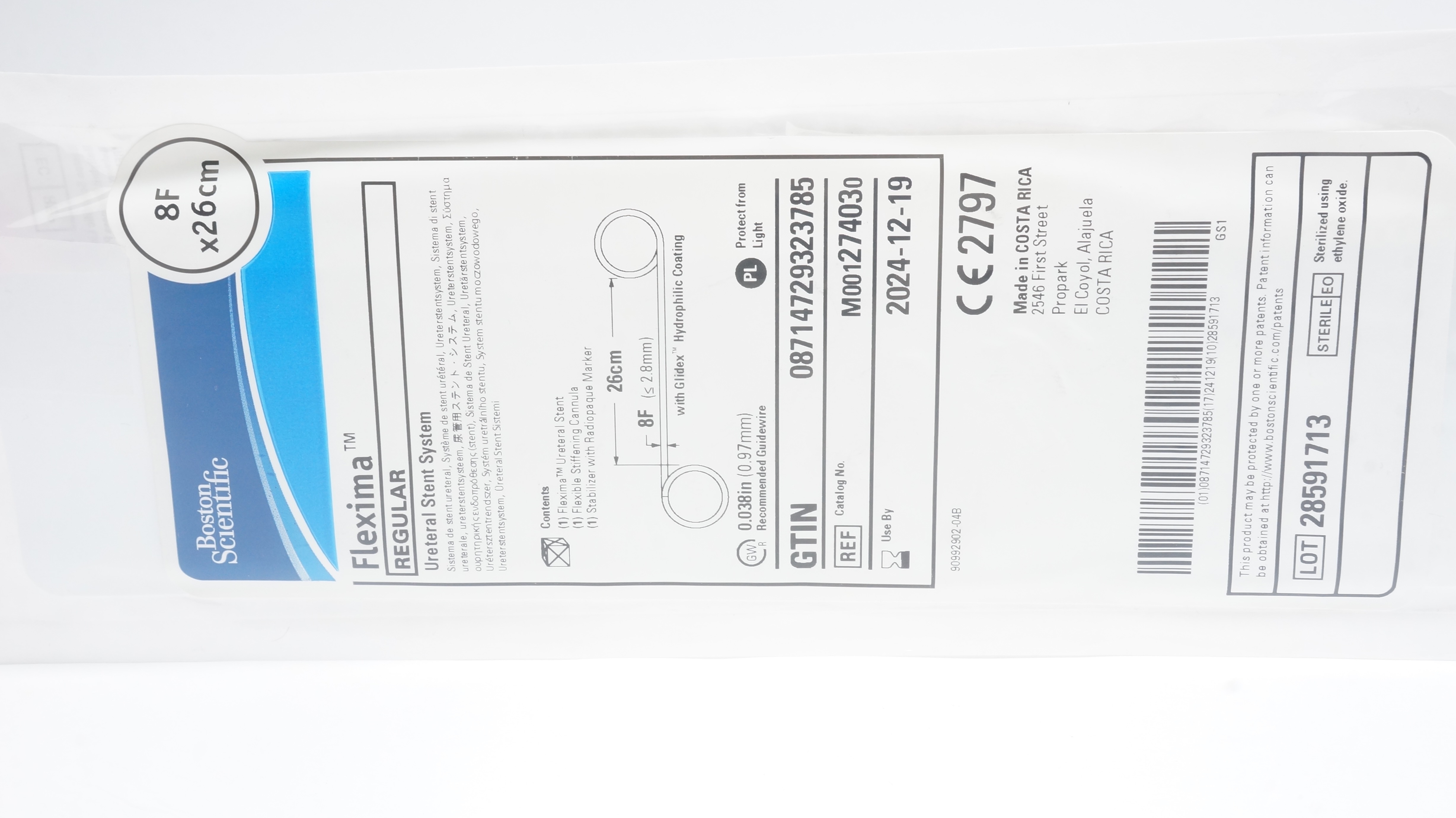 Boston Scientific M001274030 Flexima Regular Ureteral Stnt System 8F x 26cm (x)