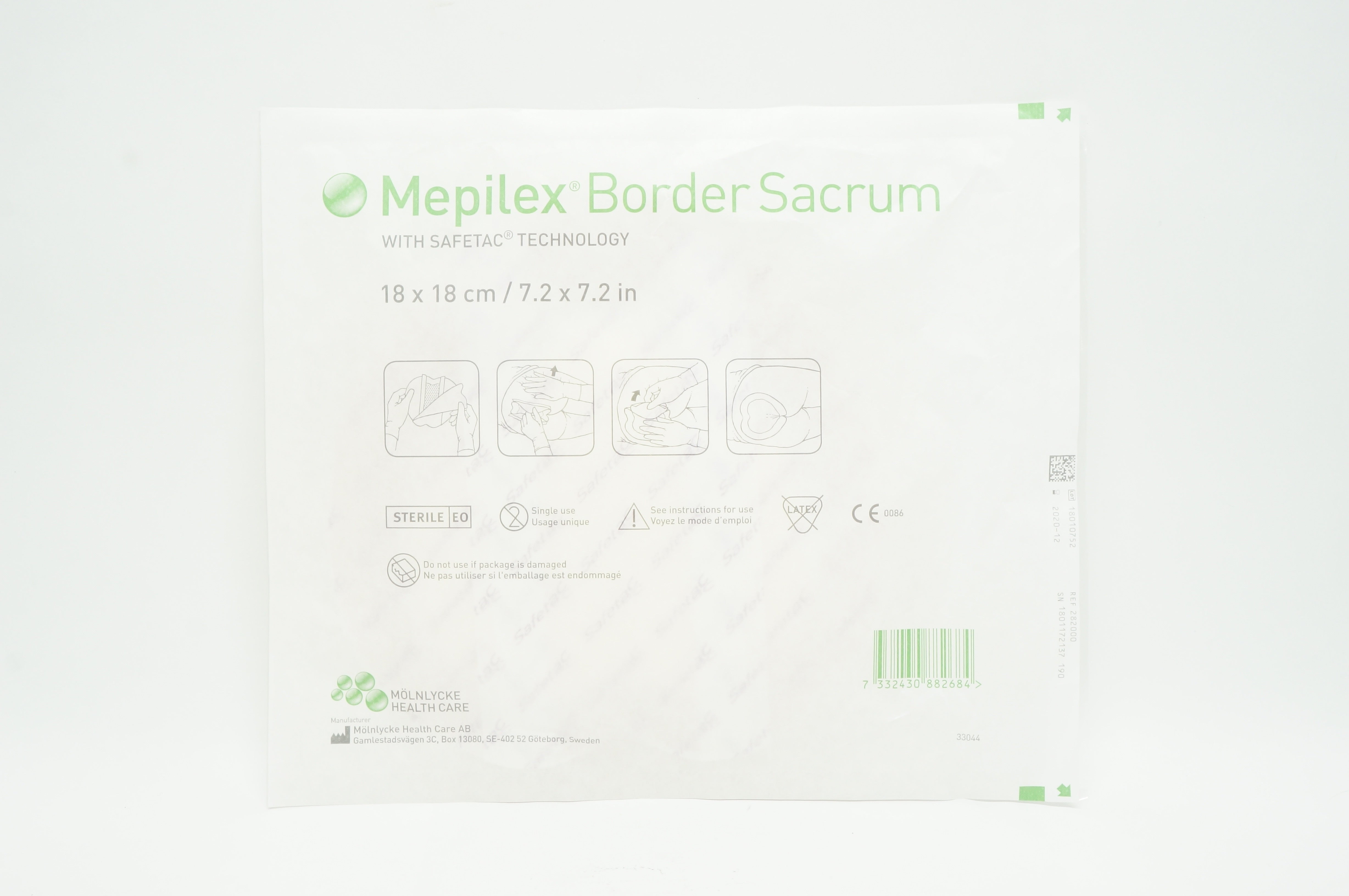 Molnlycke Health Care 282000 Mepilex Border Sacrum 7.2 x 7.2inch (x)