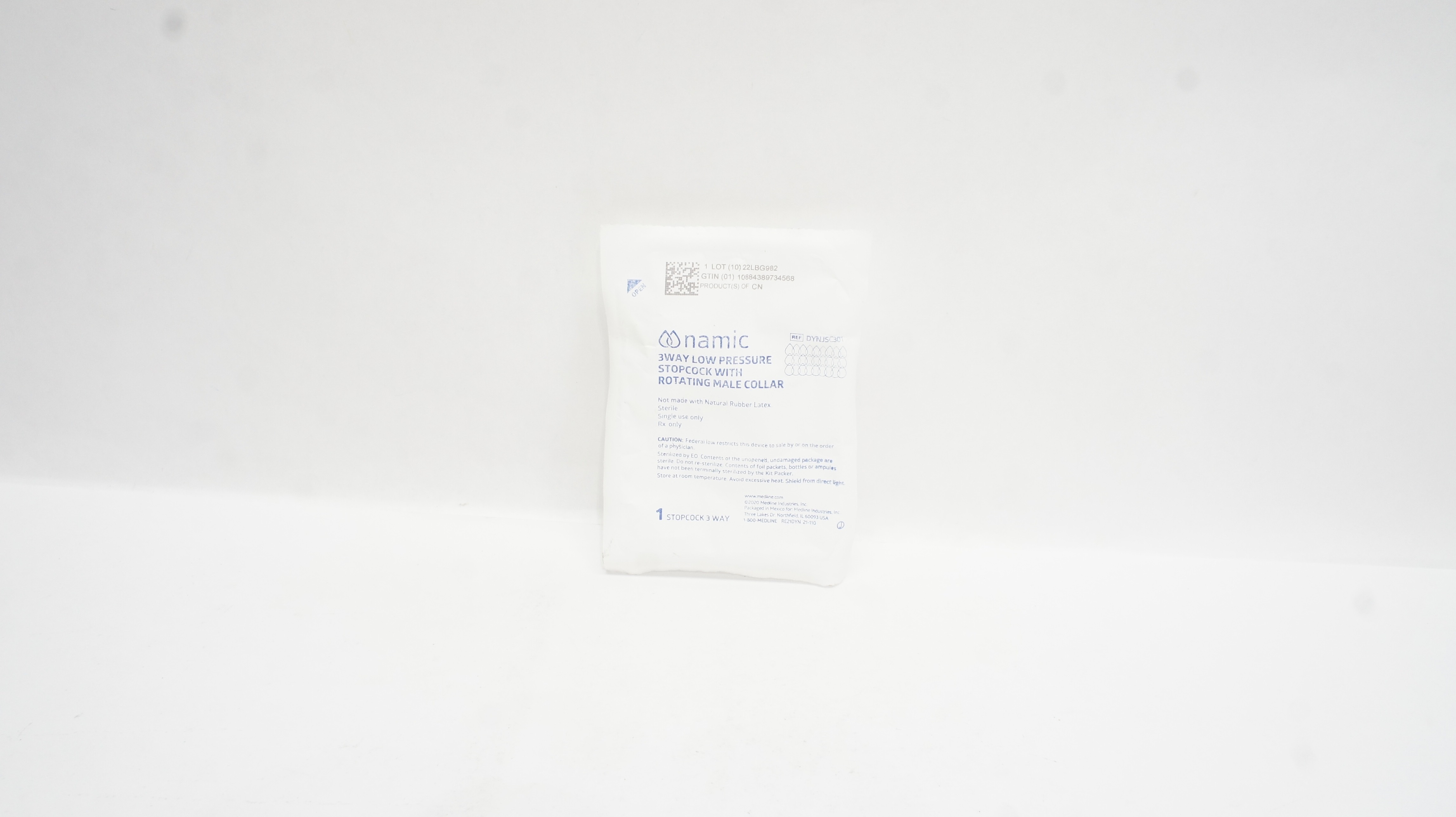 Medline DYNJSC301 Namic 3Way Low Pressure Stopcock W/Rotating Male Collar