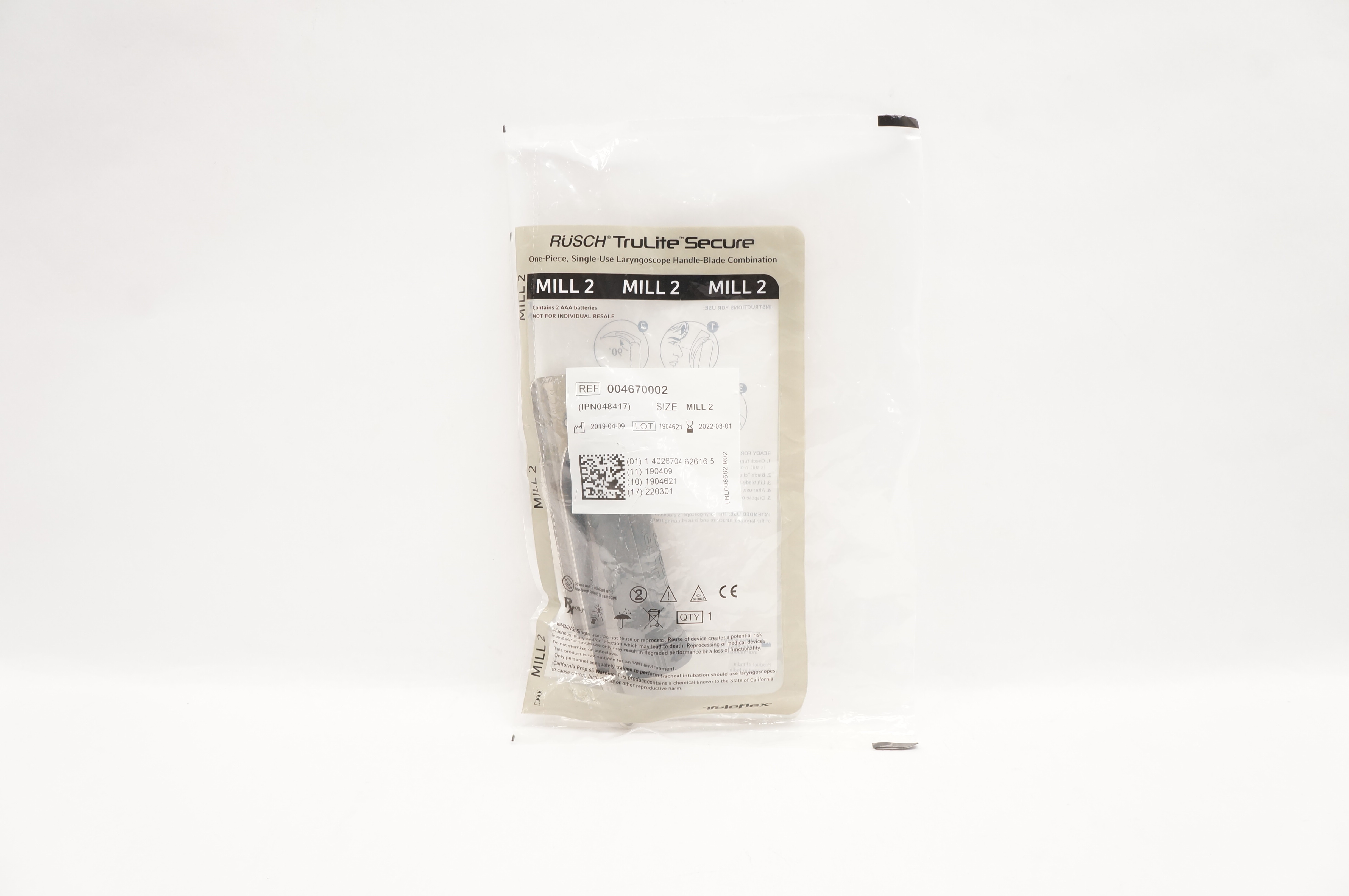 Teleflex 004670002 Rusch TruLite Laryngoscope Handle-Blade Combination MILL2 (x)