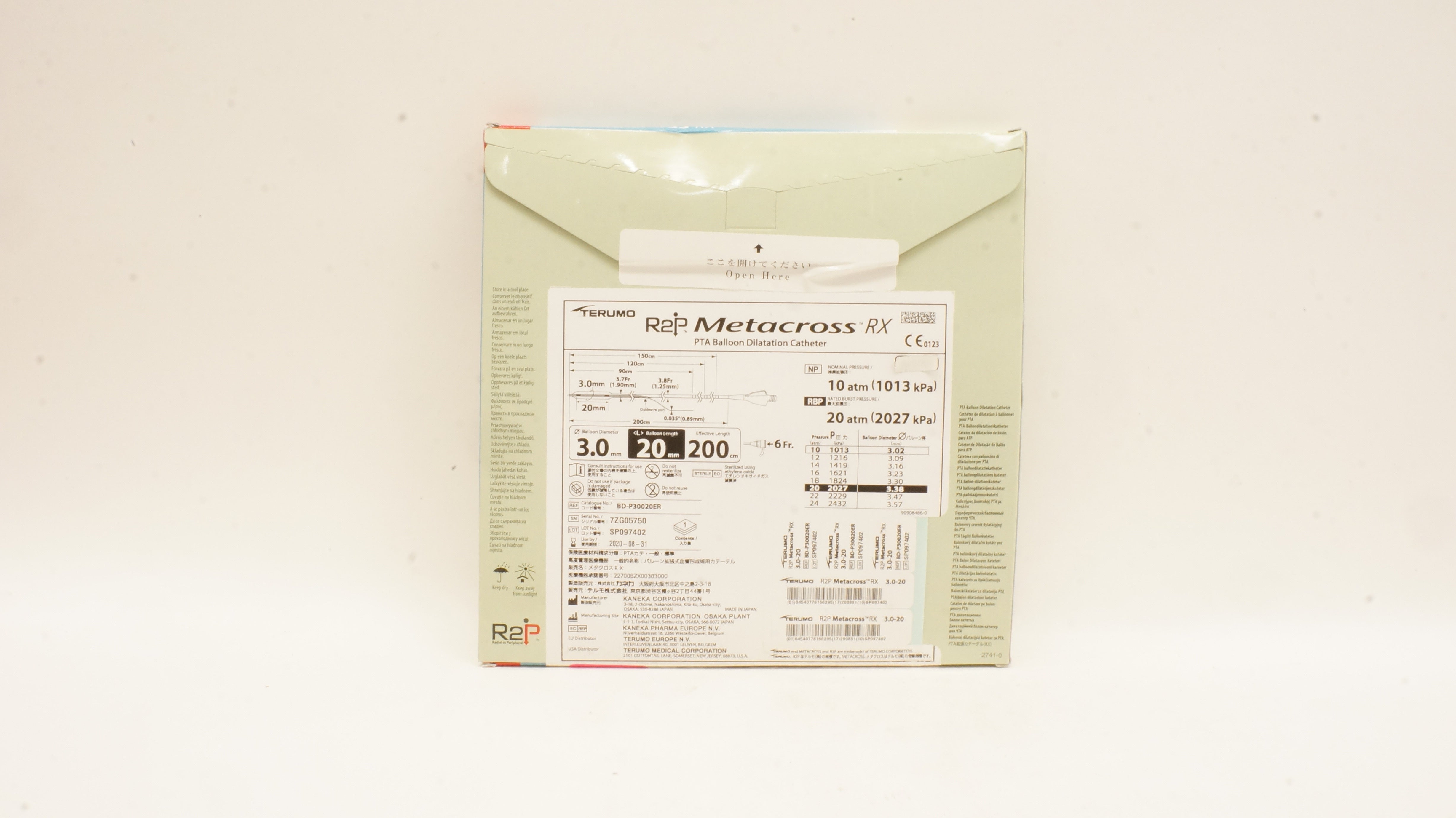 Terumo BD-P30020ER R2P Metacross RX PTA Balloon Dilatation Catheter 6Fr (x)