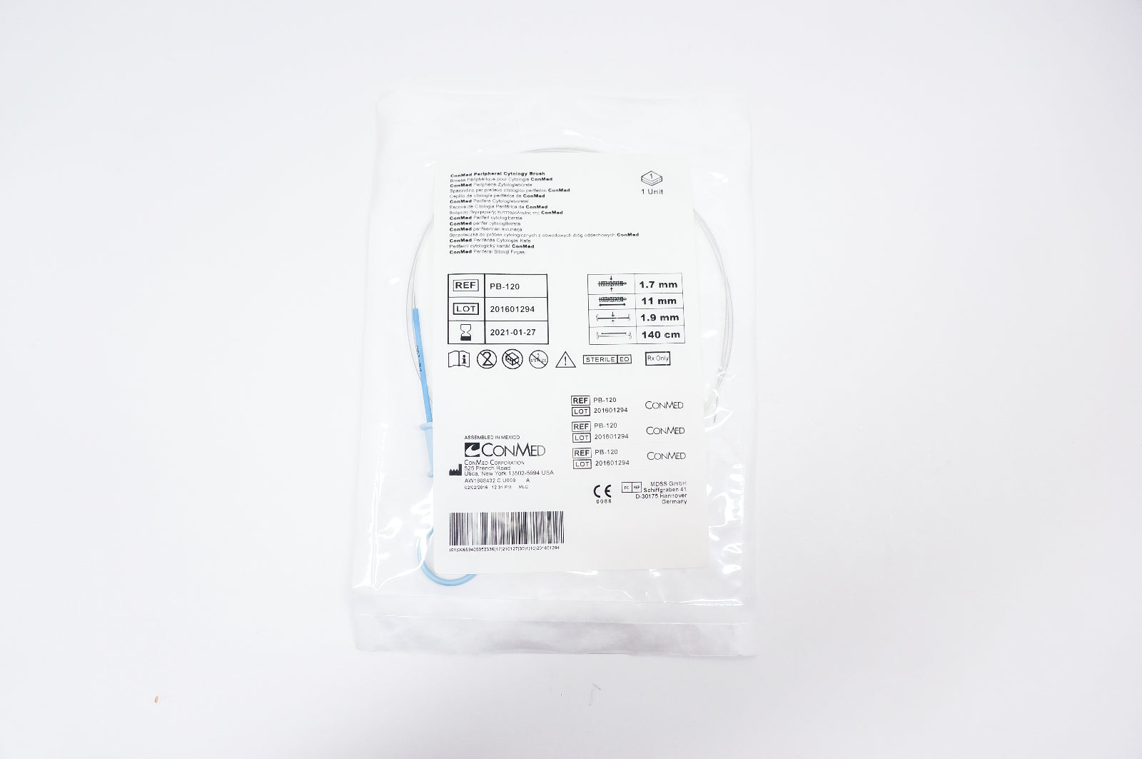 ConMed PB-120 Peripheral Cytology Brush 1.7mm x 11mm x 140cm