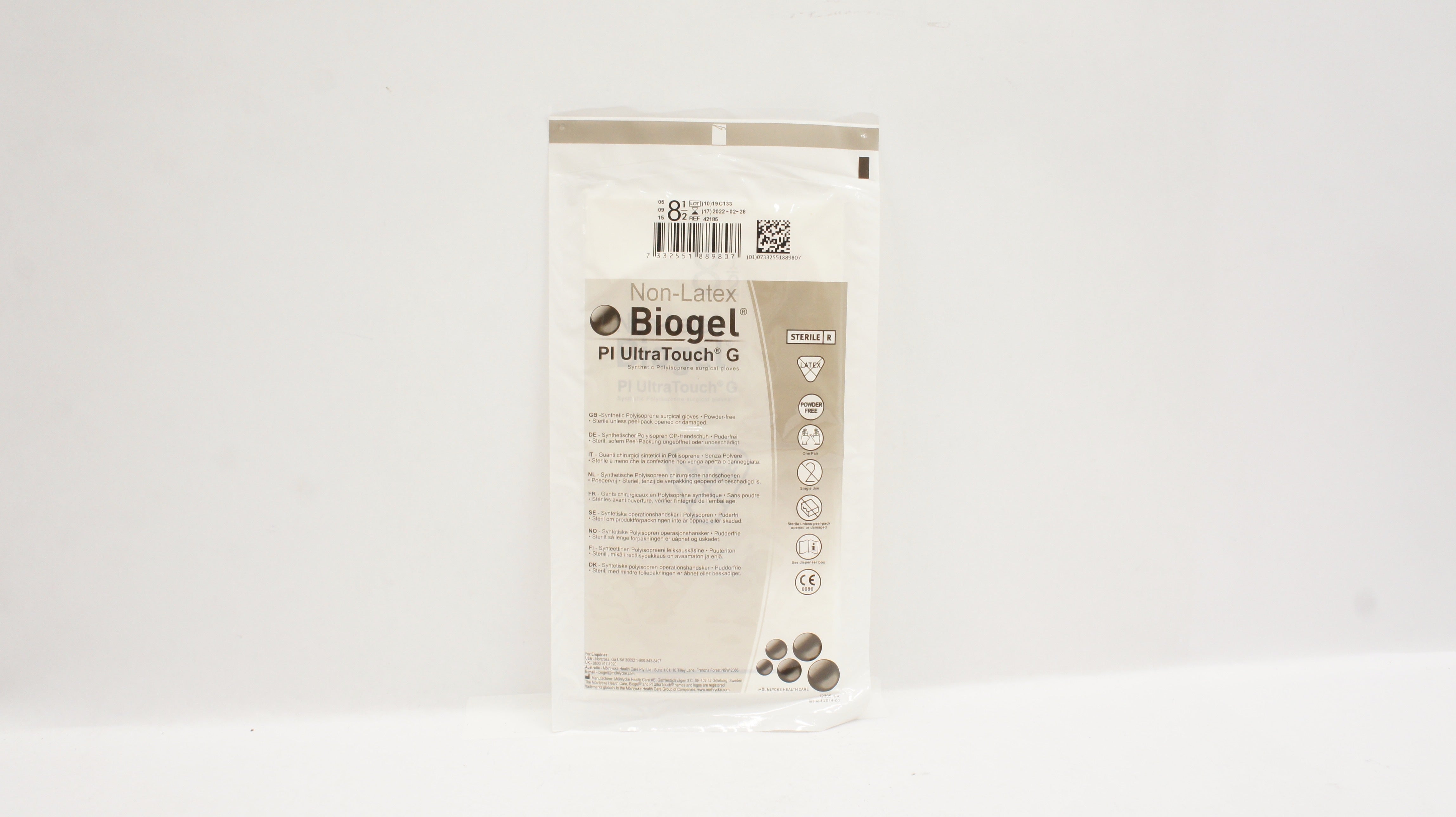 Mölnlycke Health Care 42185 Biogel Pl UltraTouch G Synthetic Gloves 8-1/2 (x)