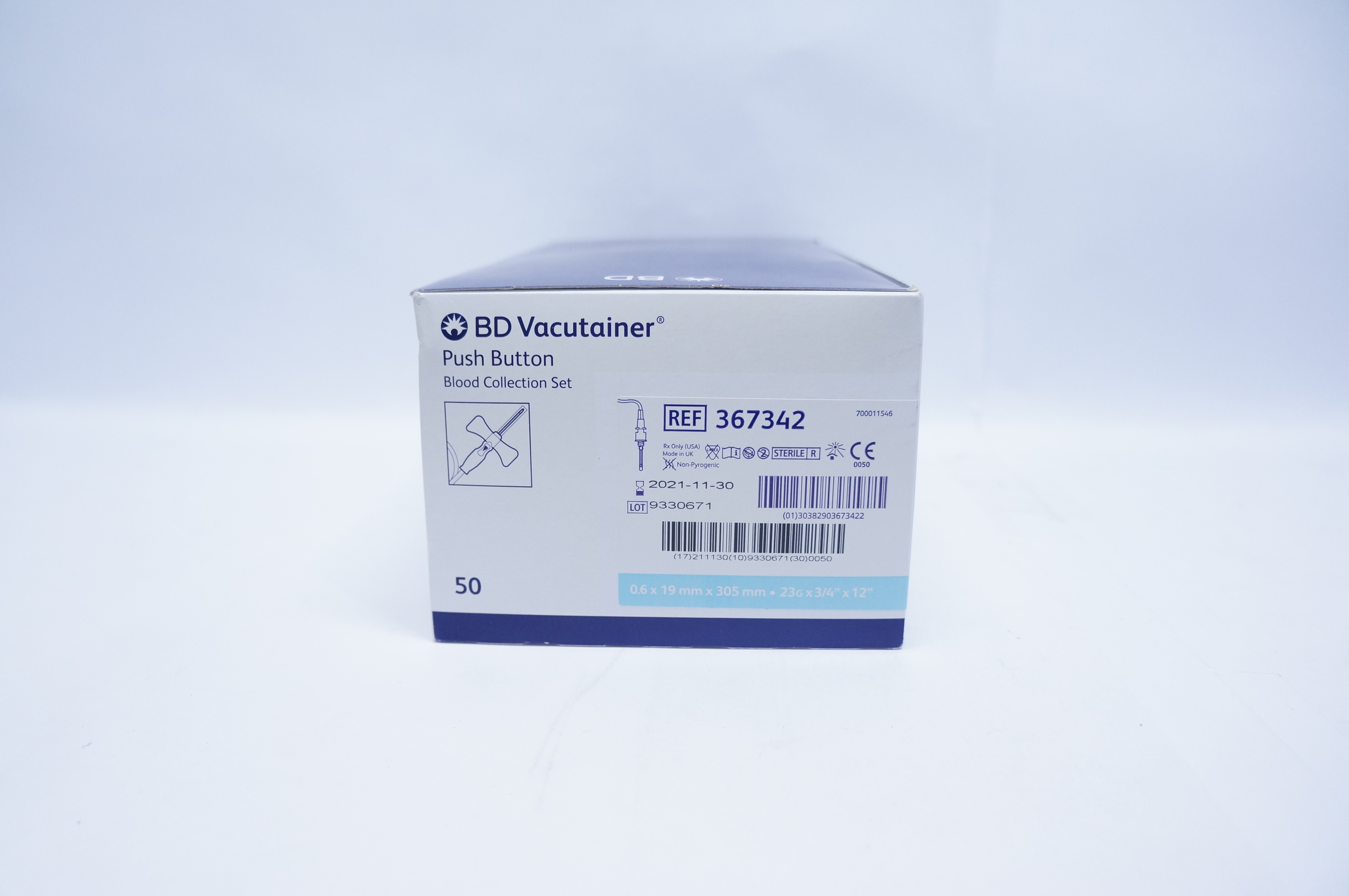 BD 367342 Push Button Blood Collection Set 0.6 x 19mm x 305mm - Box of 50