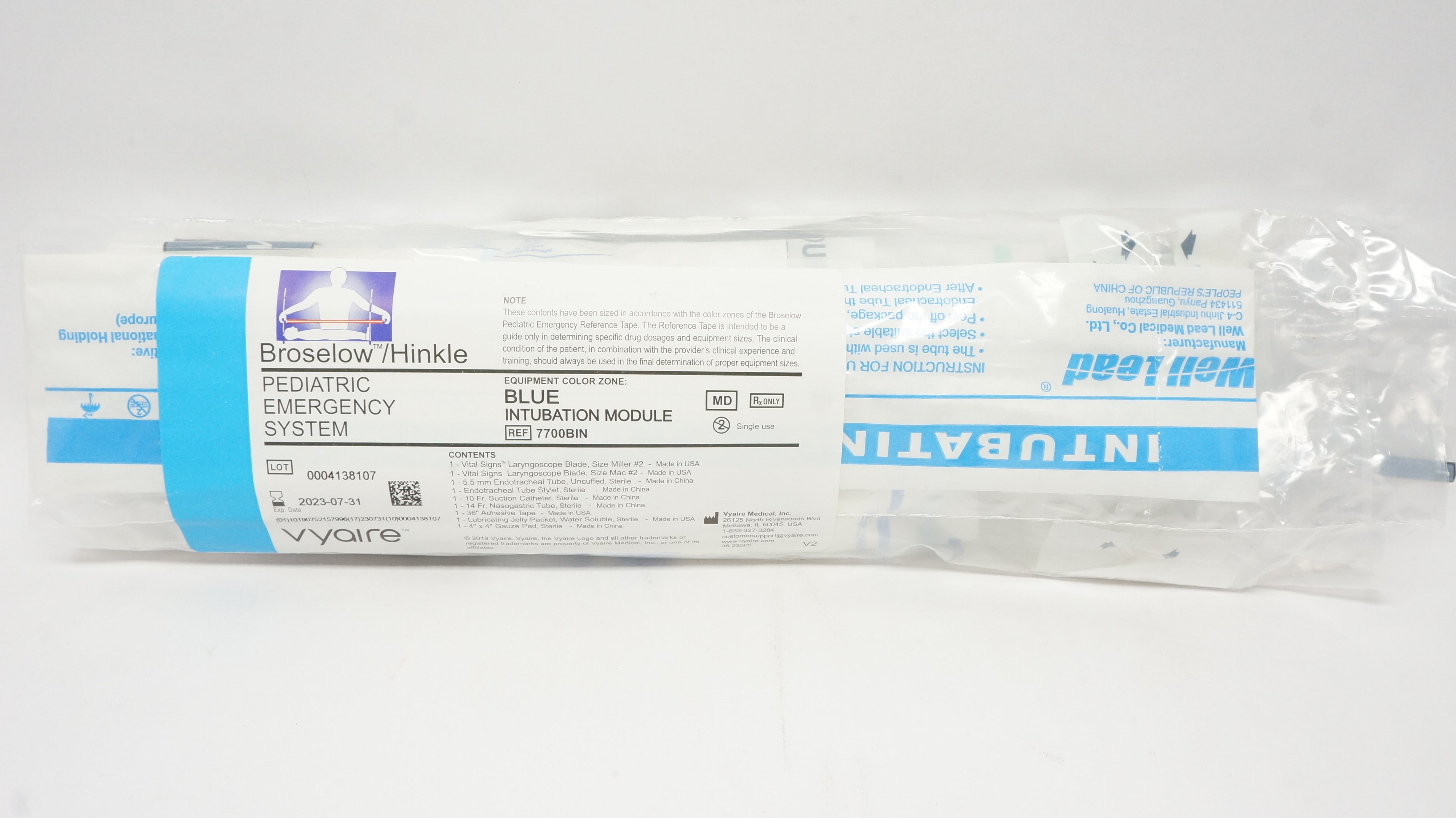 Vyaire 7700BIN Broselow/Hinkle Pediatric Emergency System Intubation Module (x)