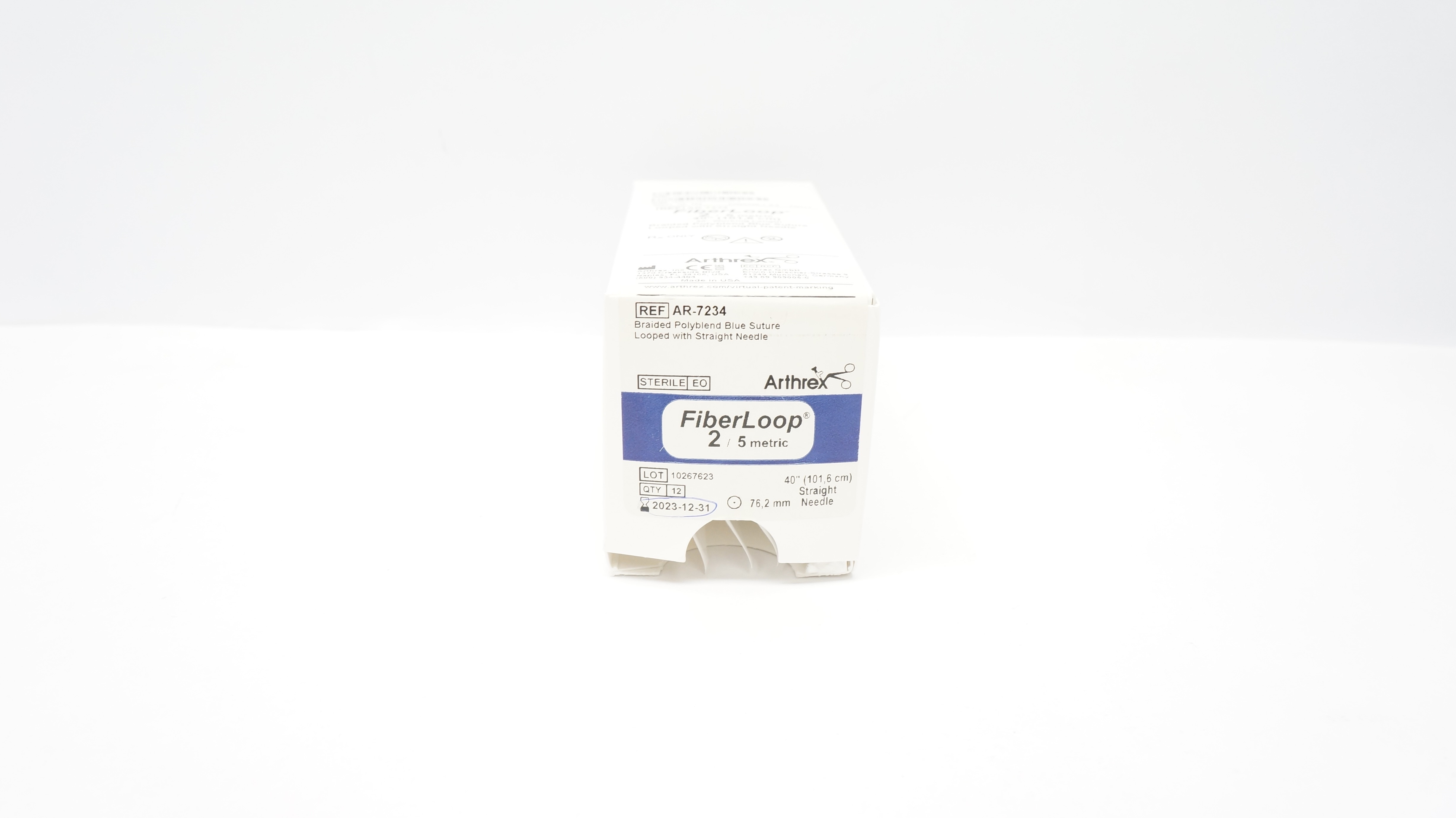 Arthrex AR-7234-01 2/5m Braided Polyblend White Stre. Looped W/Ndle(x)-Box of 7