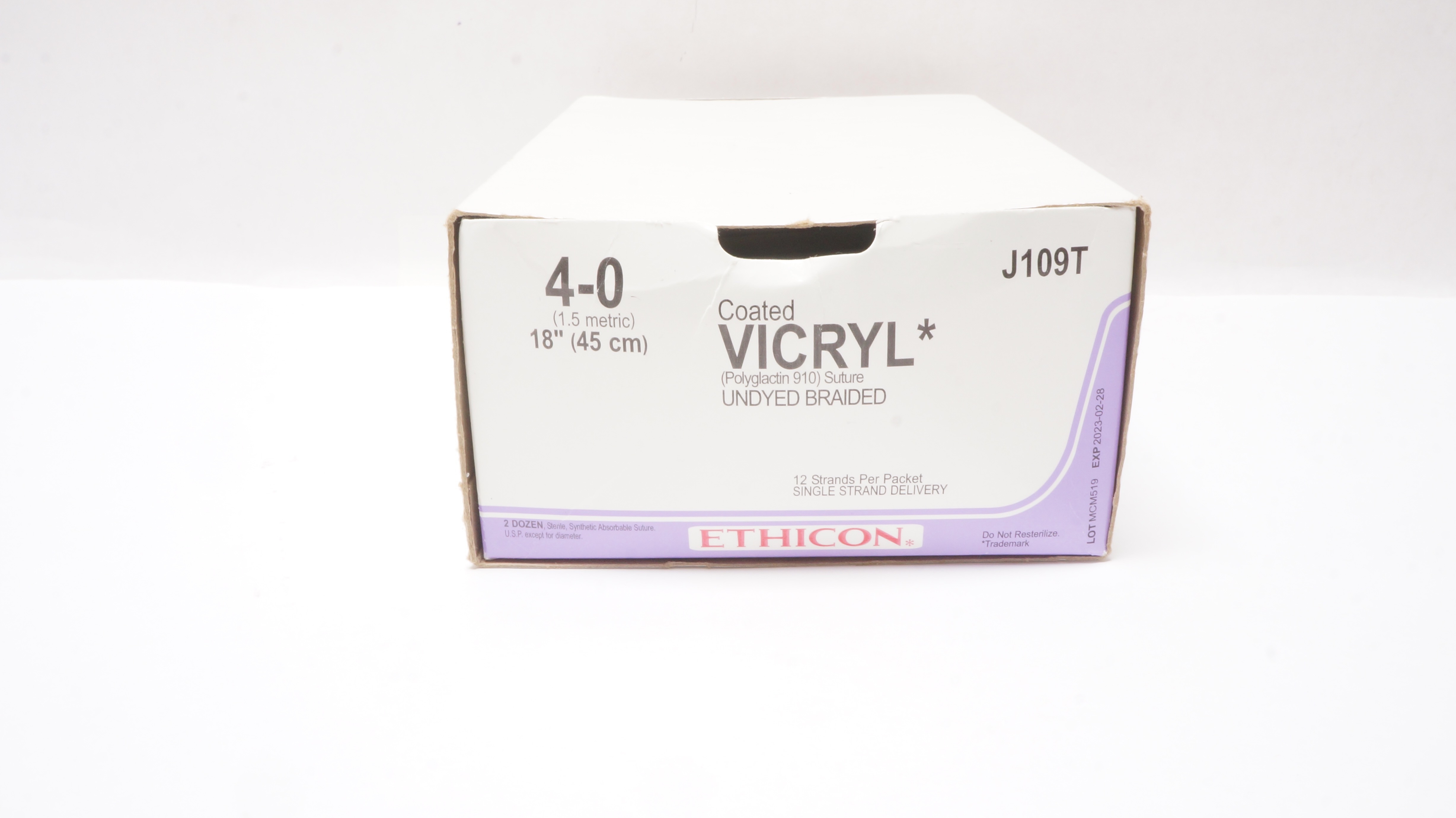 Ethicon J109T 4-0 Coated Vicryl Undyed Braided 18In Stre - Box of 20 (x)