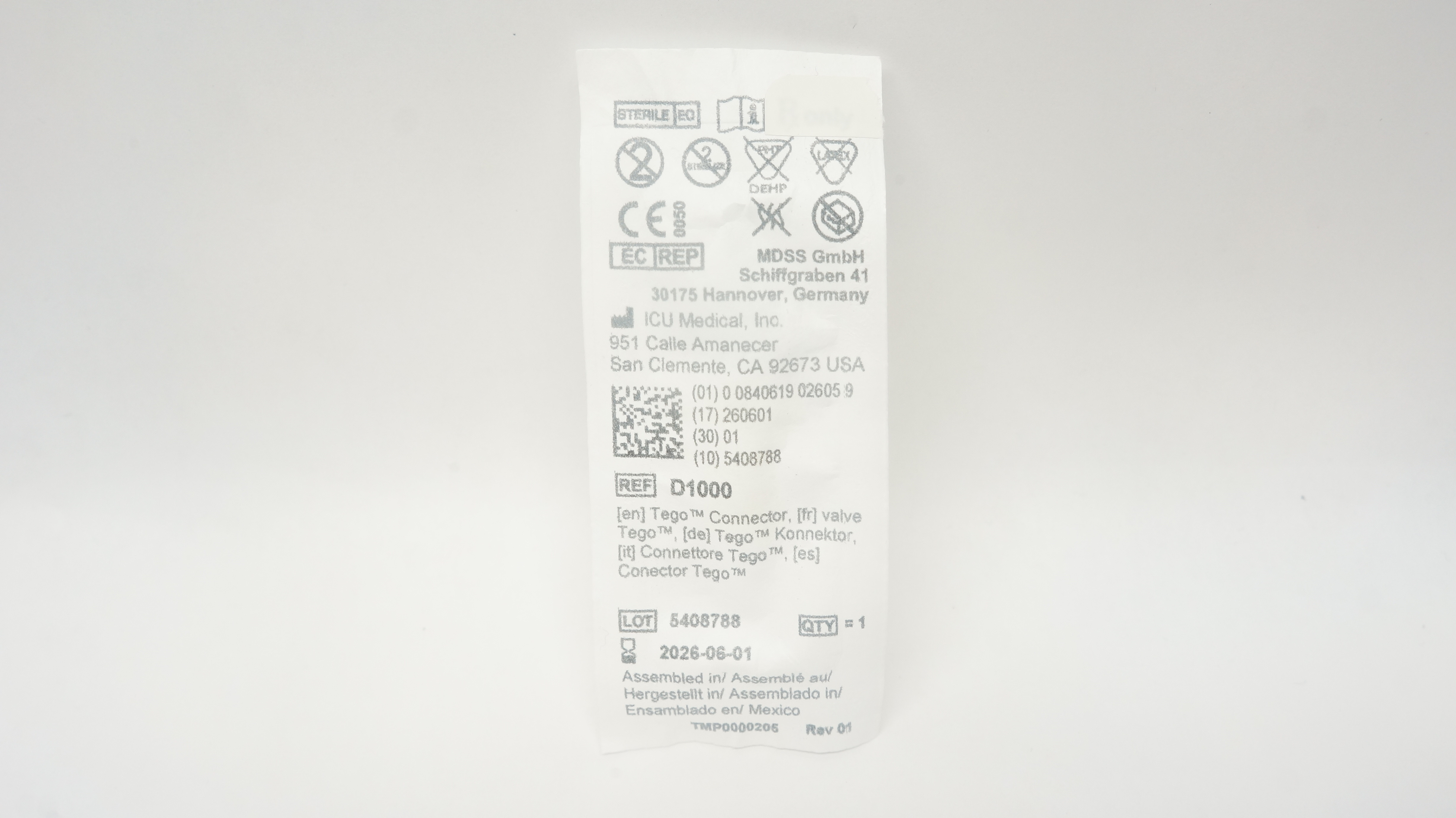 ICU Medical D1000 Tego Connector